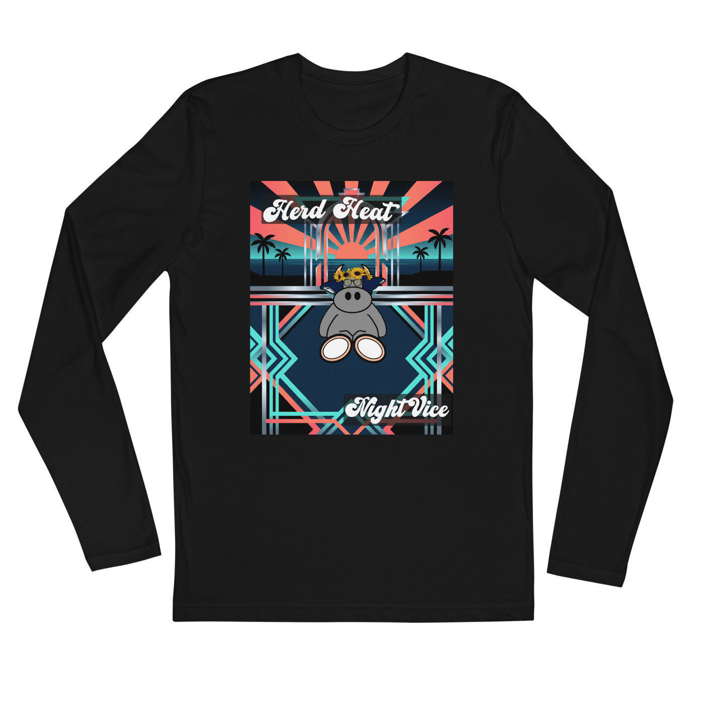 Pocket Cows Men's Fitted Long Sleeve Shirt — Design 281