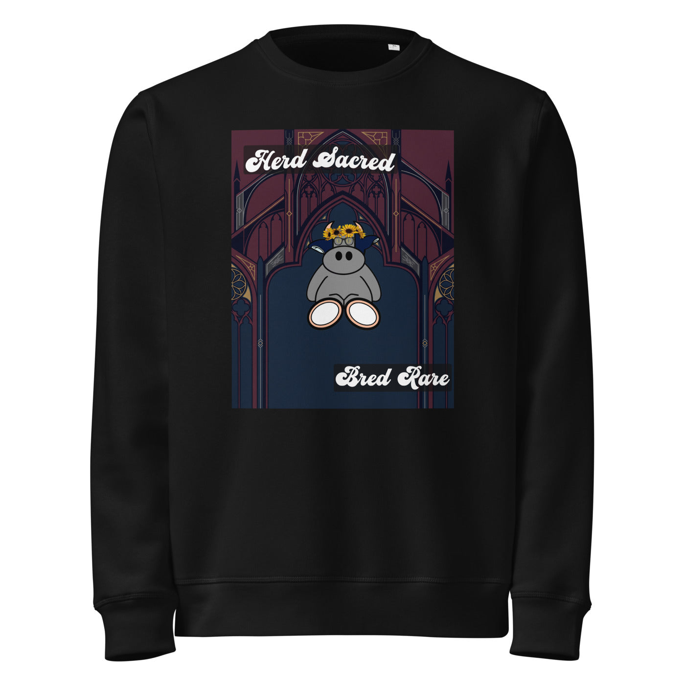 Pocket Cows Unisex Organic Mid-Weight Roller Sweatshirt — Design 271