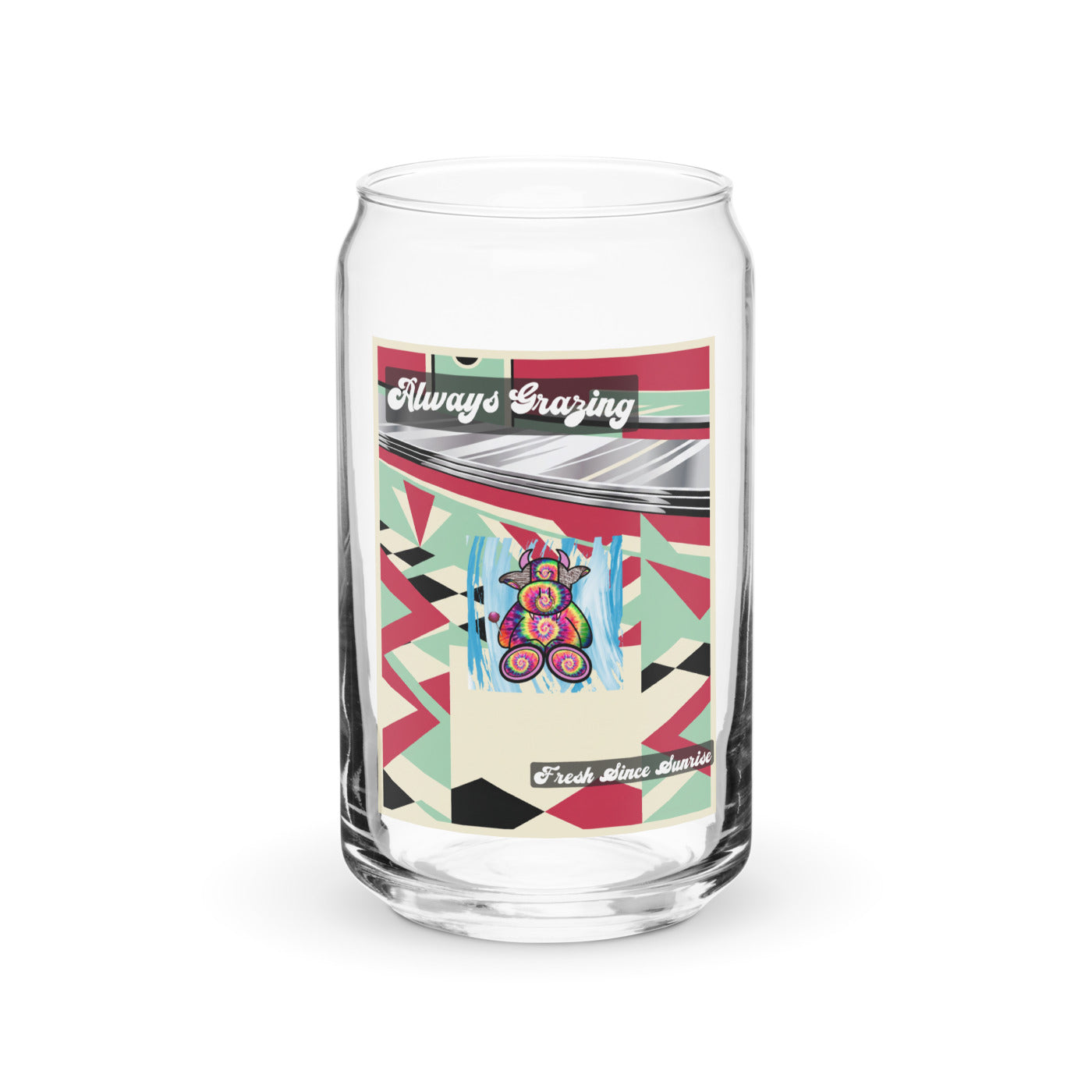 Pocket Cows Can-Shaped Glass (16 oz) — Always Fresh — Design 716