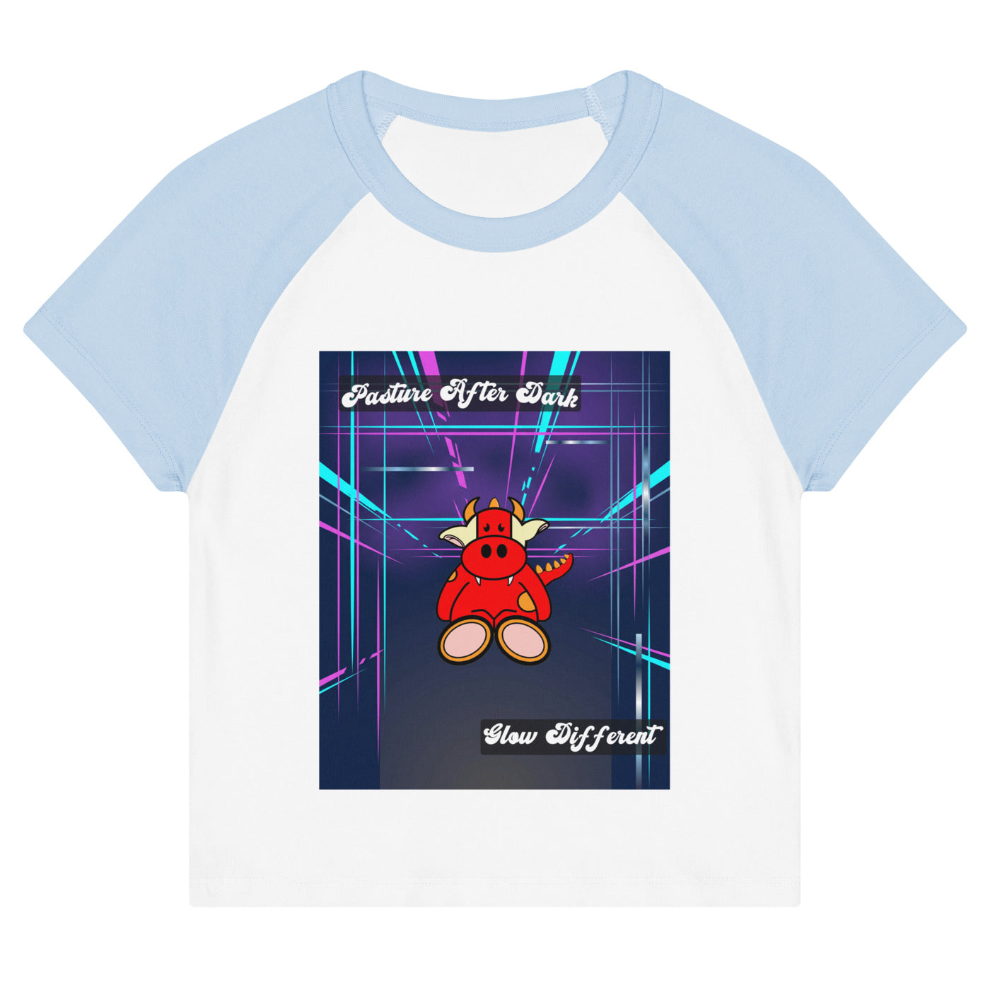 Pocket Cows Women's Micro Rib Raglan Baby Tee — Design 273