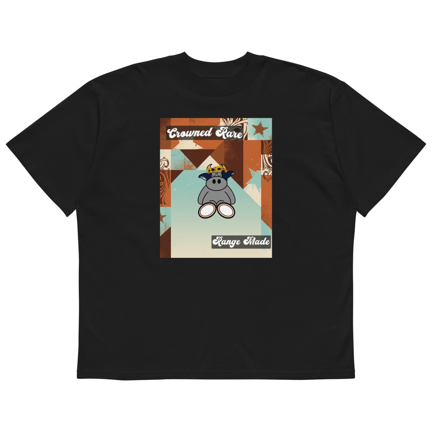 Pocket Cows Unisex Organic Oversized High Neck Blaster 2.0 T-Shirt — Design 260