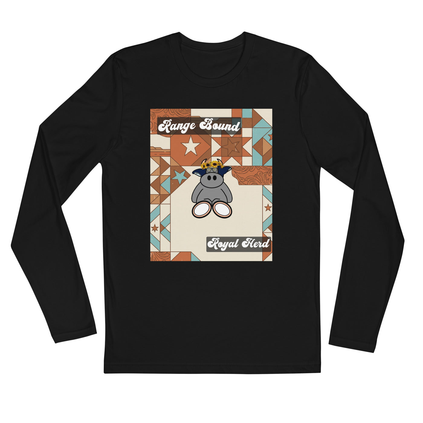 Pocket Cows Men's Fitted Long Sleeve Shirt — Design 258
