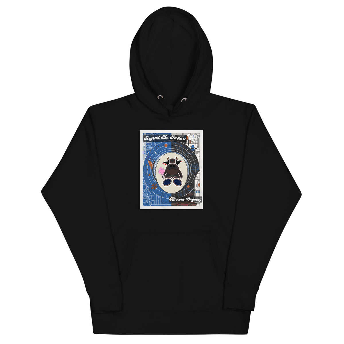 Pocket Cows Hoodie — Orbit The Herd — Design 10 — alternate view