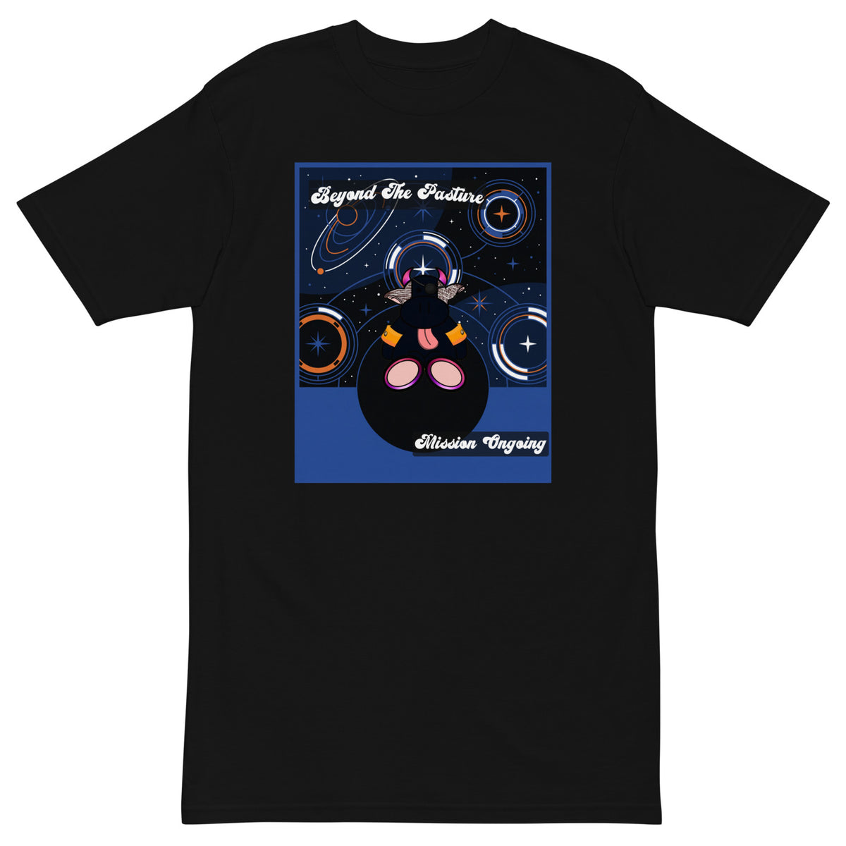 Pocket Cows Heavyweight Tee — Orbit The Herd — Design 71 — alternate view