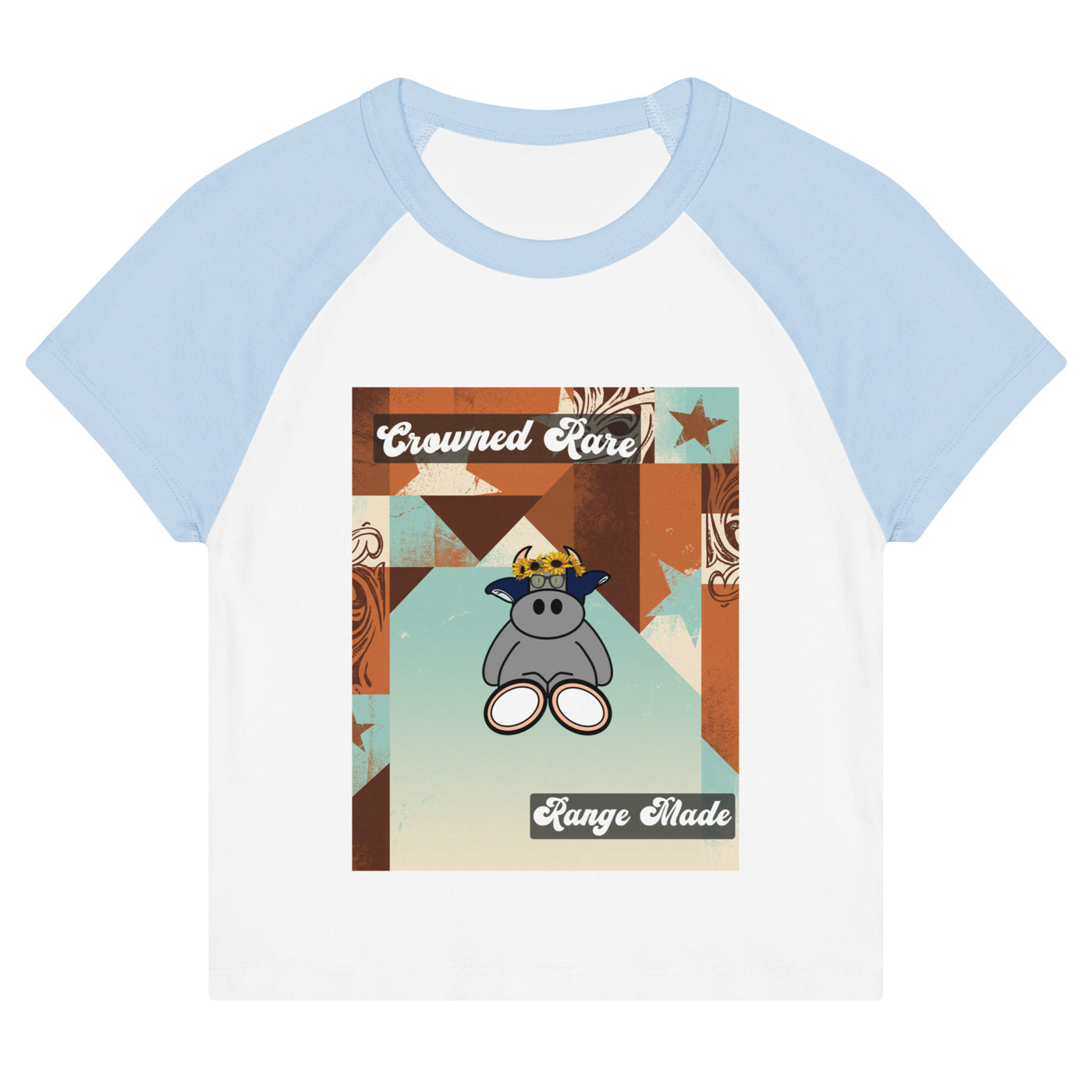 Pocket Cows Women's Micro Rib Raglan Baby Tee — Design 260