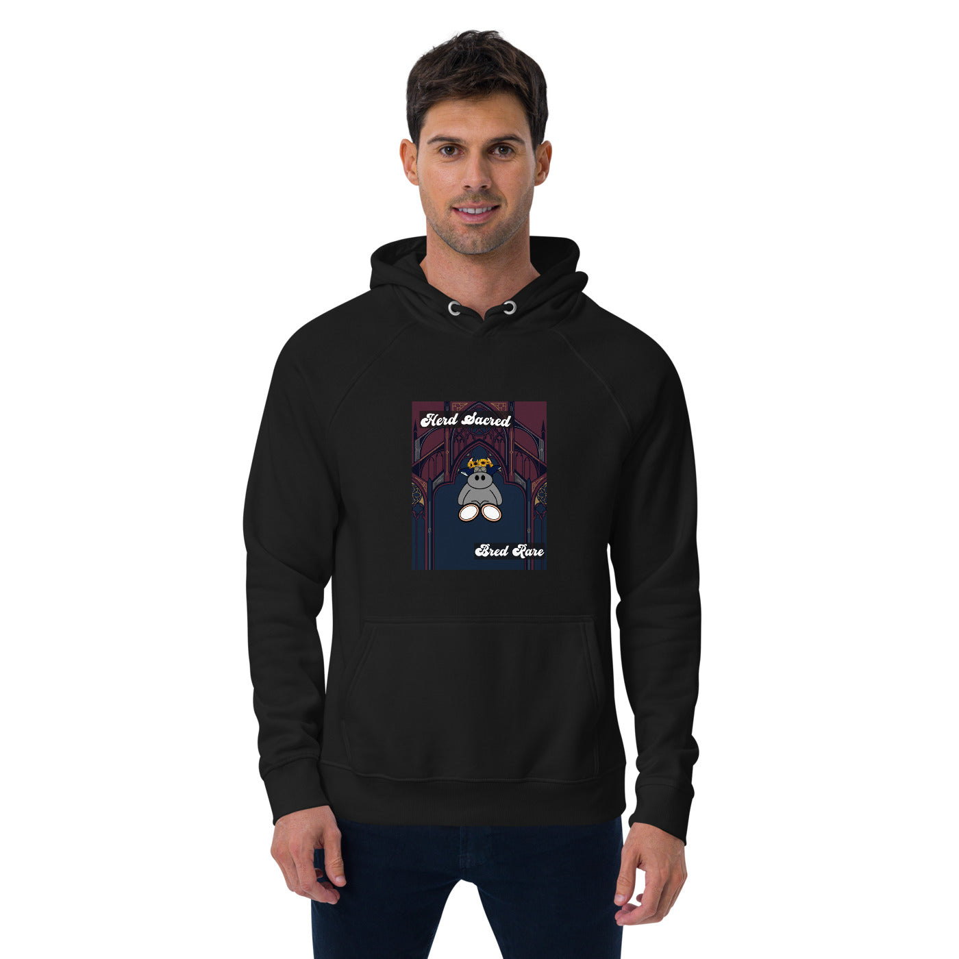 Pocket Cows Unisex Eco Raglan Hoodie — Design 271