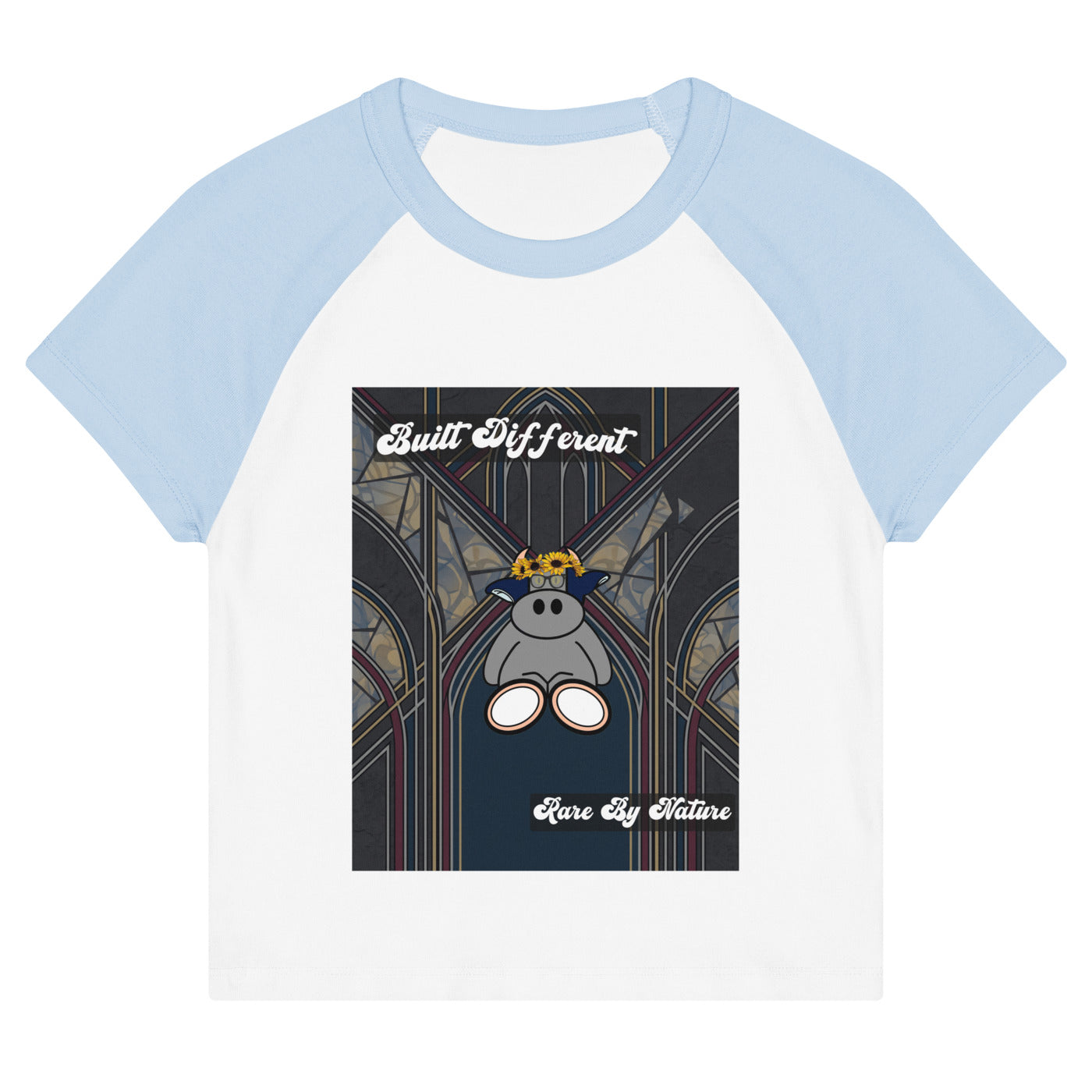 Pocket Cows Women's Micro Rib Raglan Baby Tee — Design 269