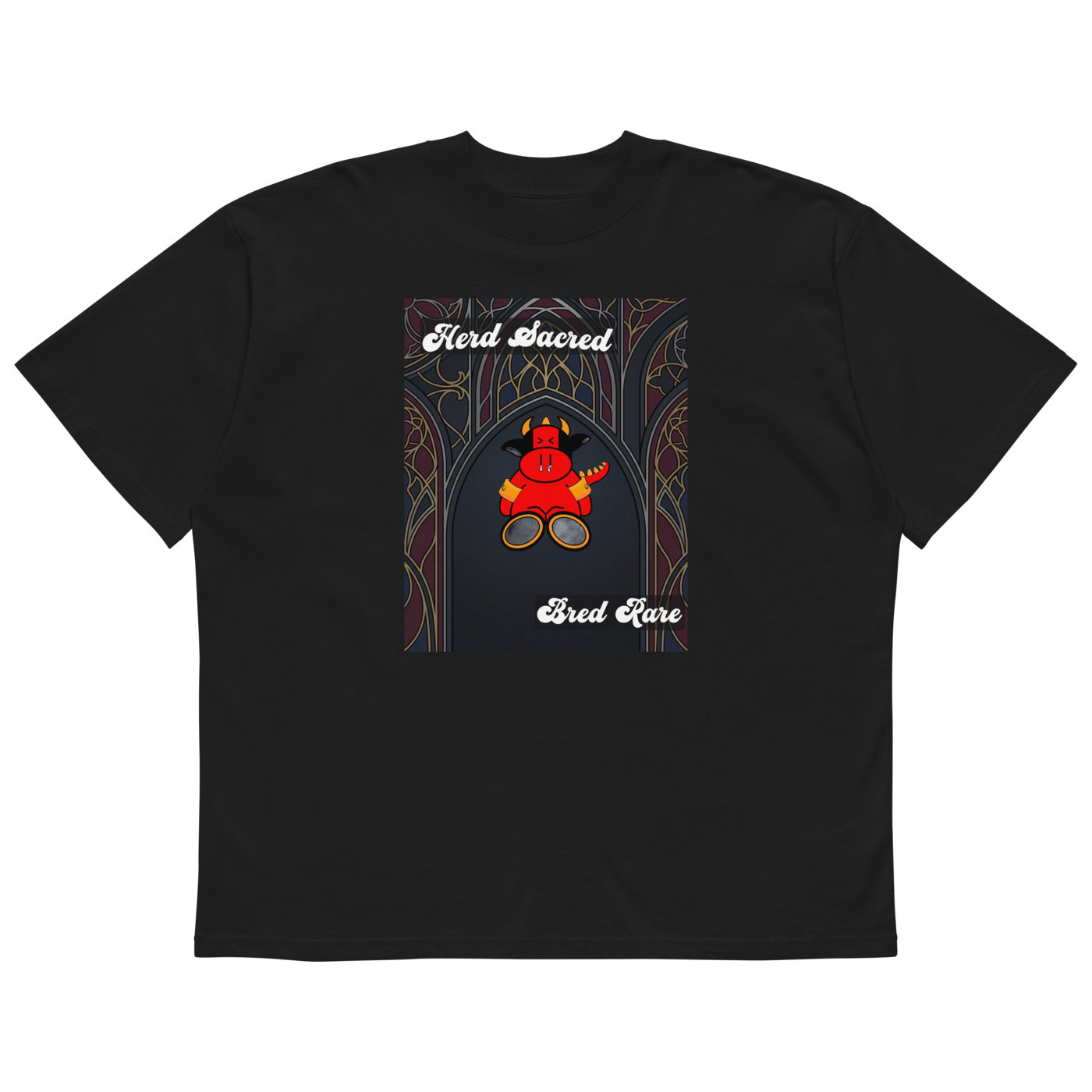 Pocket Cows Unisex Organic Oversized High Neck Blaster 2.0 T-Shirt — Design 267
