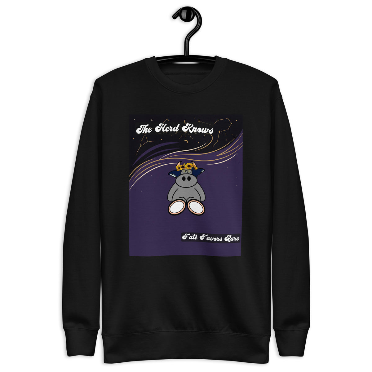 Pocket Cows Crewneck — Written In The Herd — Design 39 — alternate view