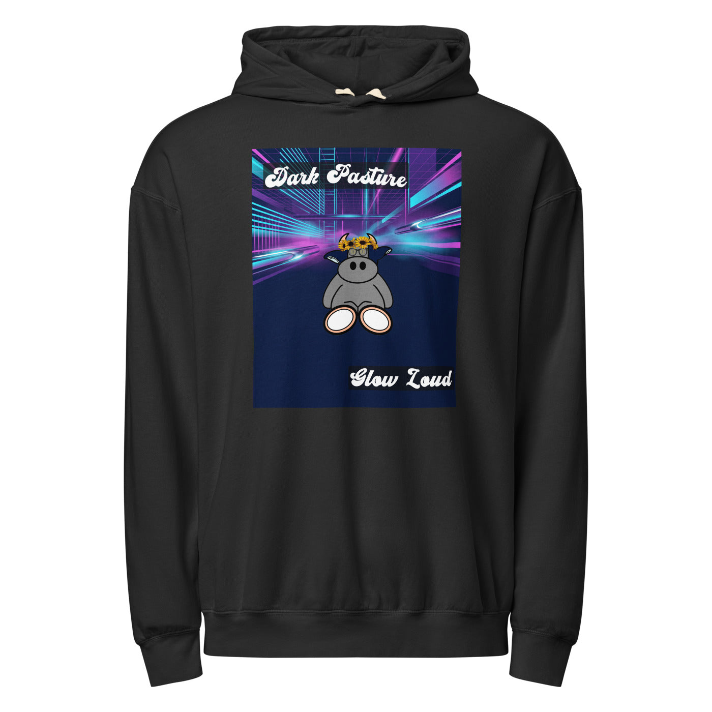 Pocket Cows Unisex Garment-Dyed Lightweight Fleece Hooded Sweatshirt I Comfort Colors — After Hours — Design 255