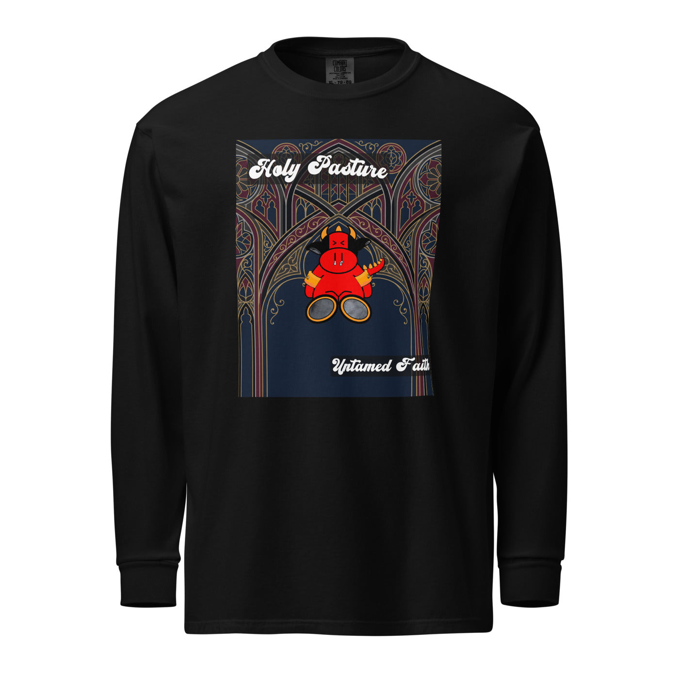 Pocket Cows Unisex Garment-Dyed Heavyweight Long Sleeve Shirt — Design 270