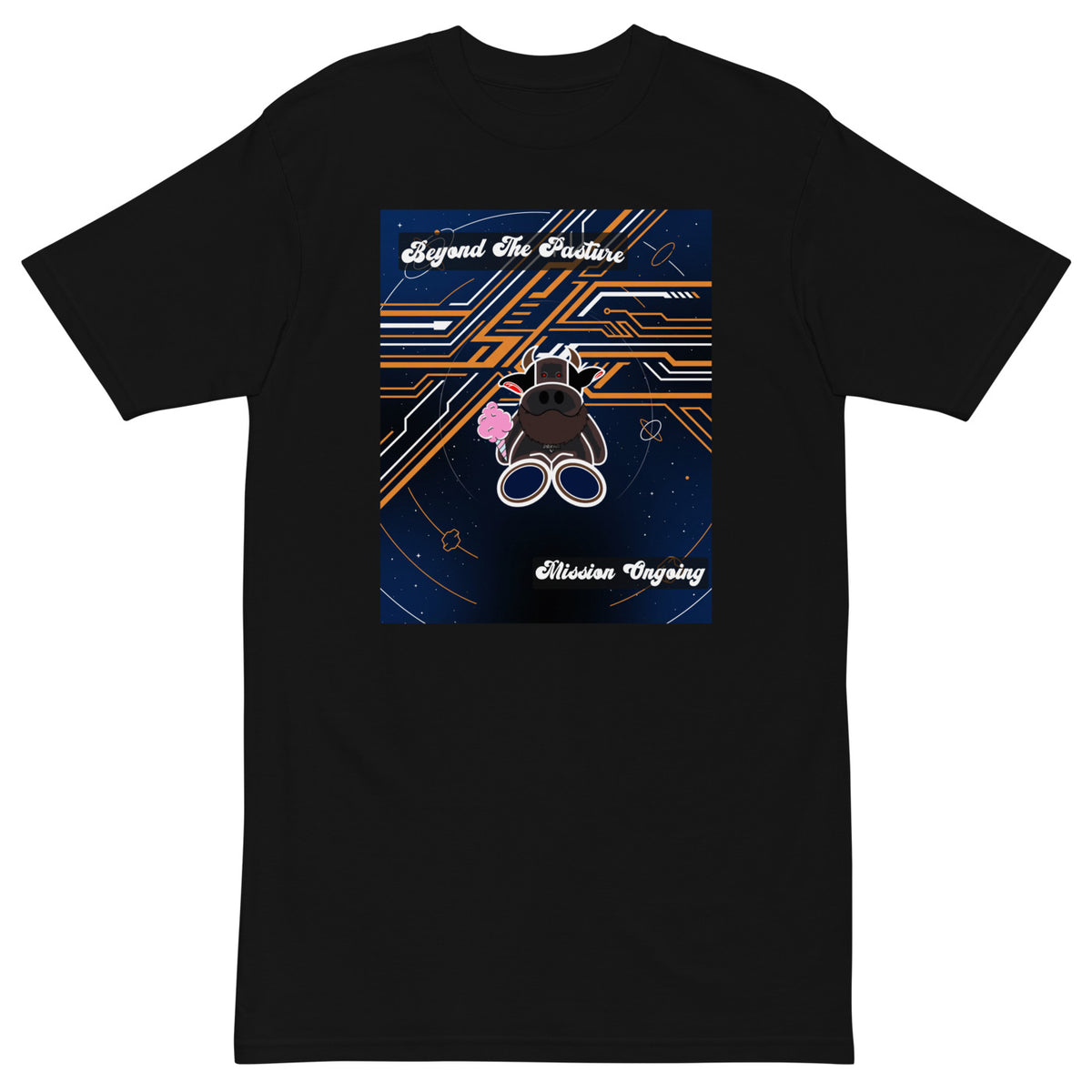 Pocket Cows Heavyweight Tee — Orbit The Herd — Design 144 — alternate view