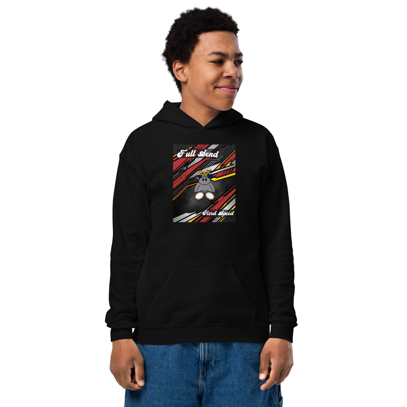 Pocket Cows Youth Heavy Blend Hoodie — Design 265