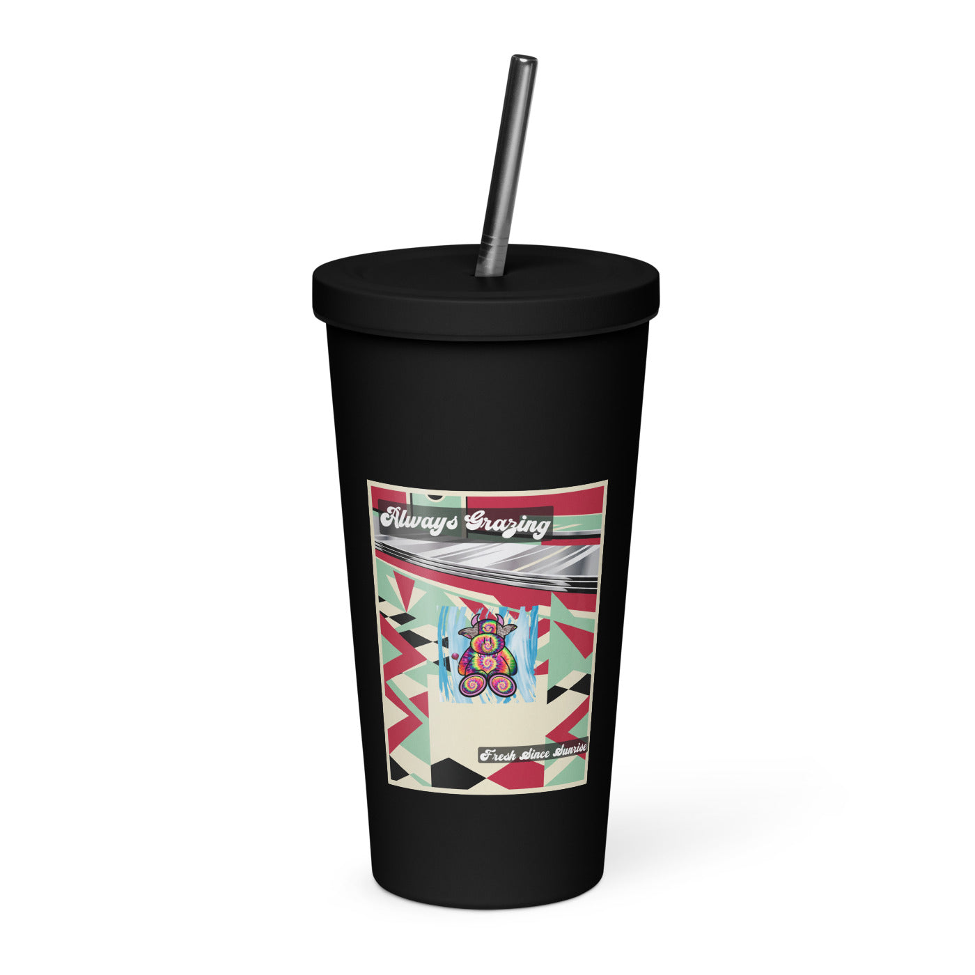 Pocket Cows Insulated Tumbler with a Straw — Always Fresh — Design 716