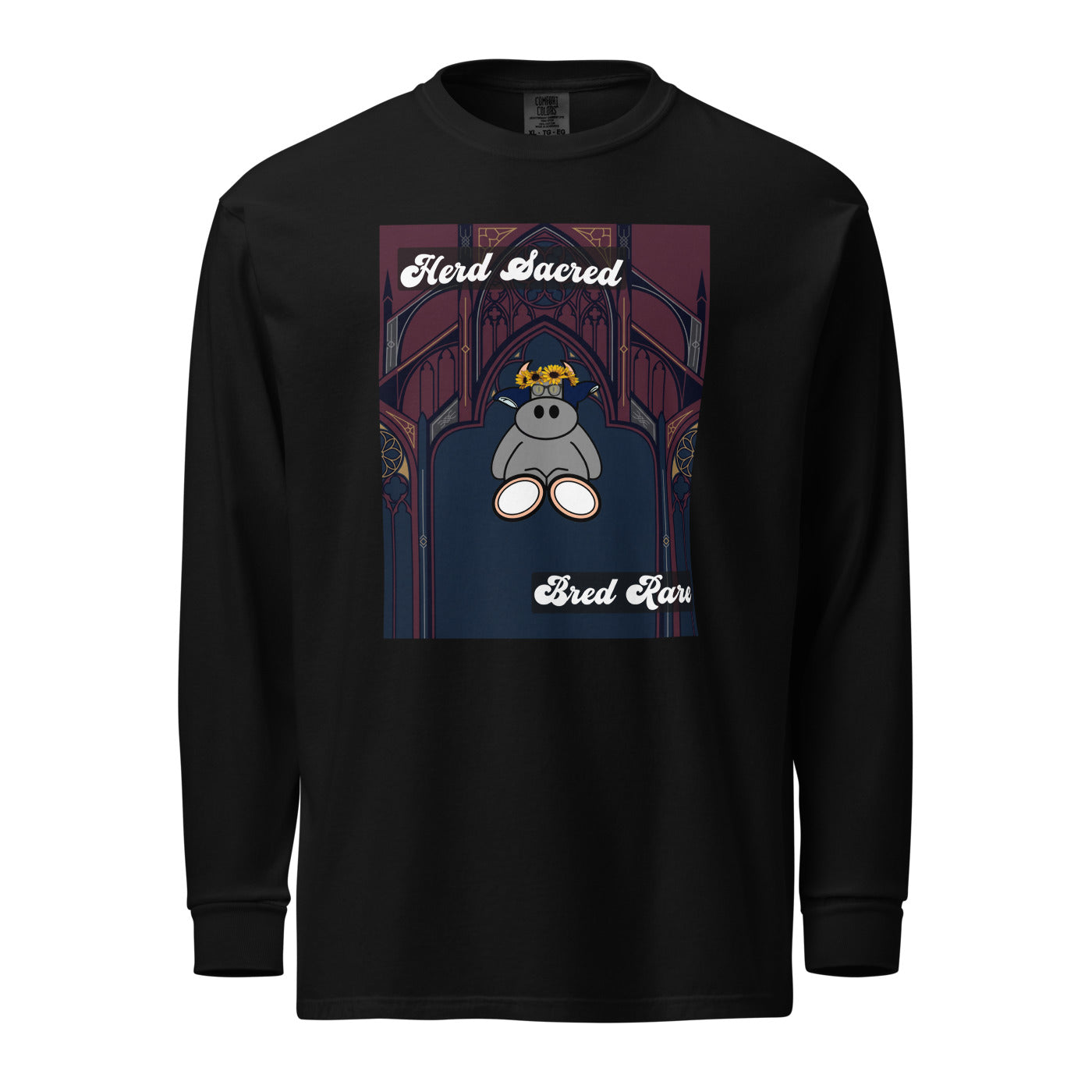 Pocket Cows Unisex Garment-Dyed Heavyweight Long Sleeve Shirt — Design 271