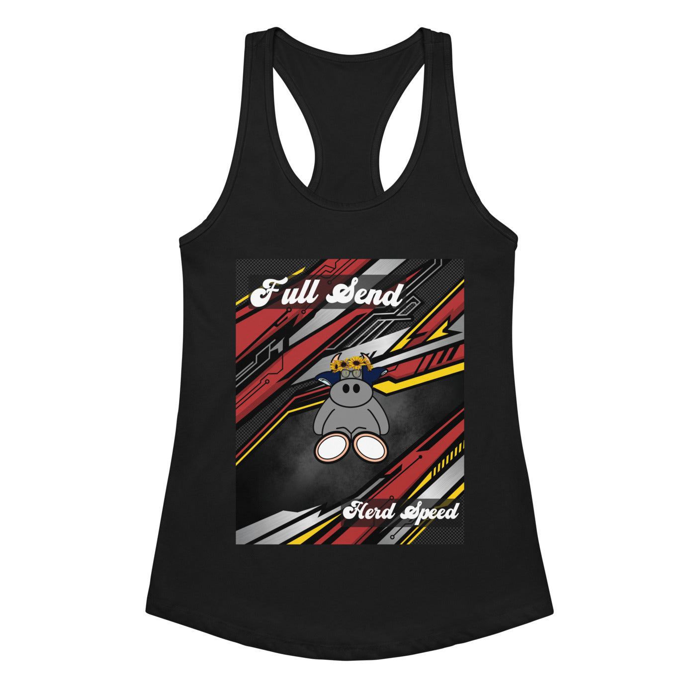 Pocket Cows Women's Ideal Racerback Tank Top — Design 265