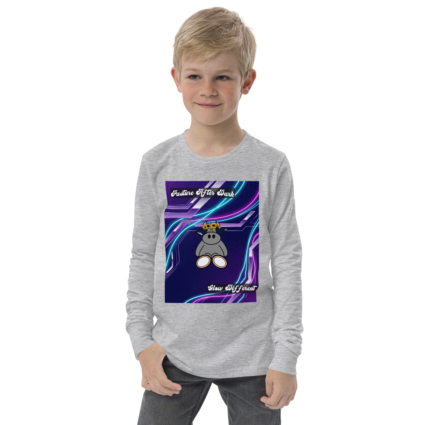 Pocket Cows Youth Long Sleeve Tee — Design 251