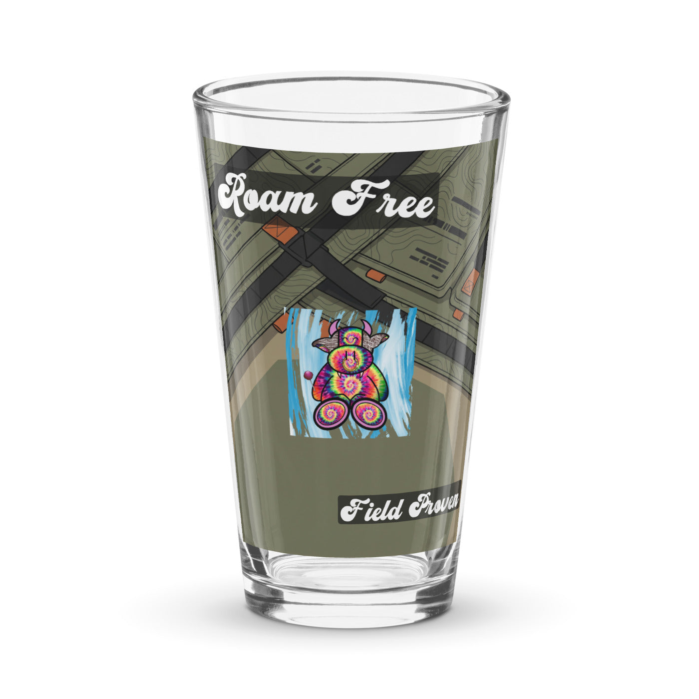 Pocket Cows Shaker Pint Glass (16 oz) — Built To Roam — Design 719