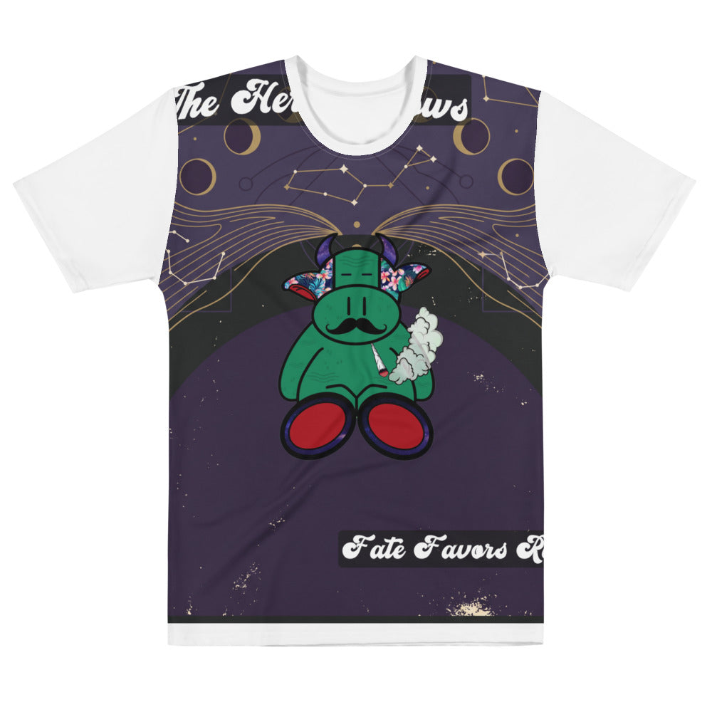 Pocket Cows All-Over Print Men’s Cotton Crew Neck T-Shirt — Written In The Herd — Design 729