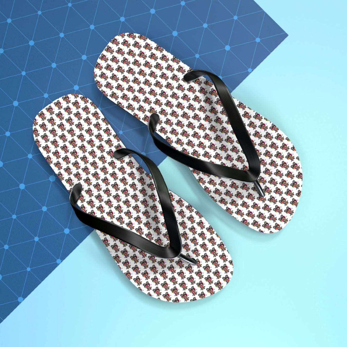White Pattern Flip Flops