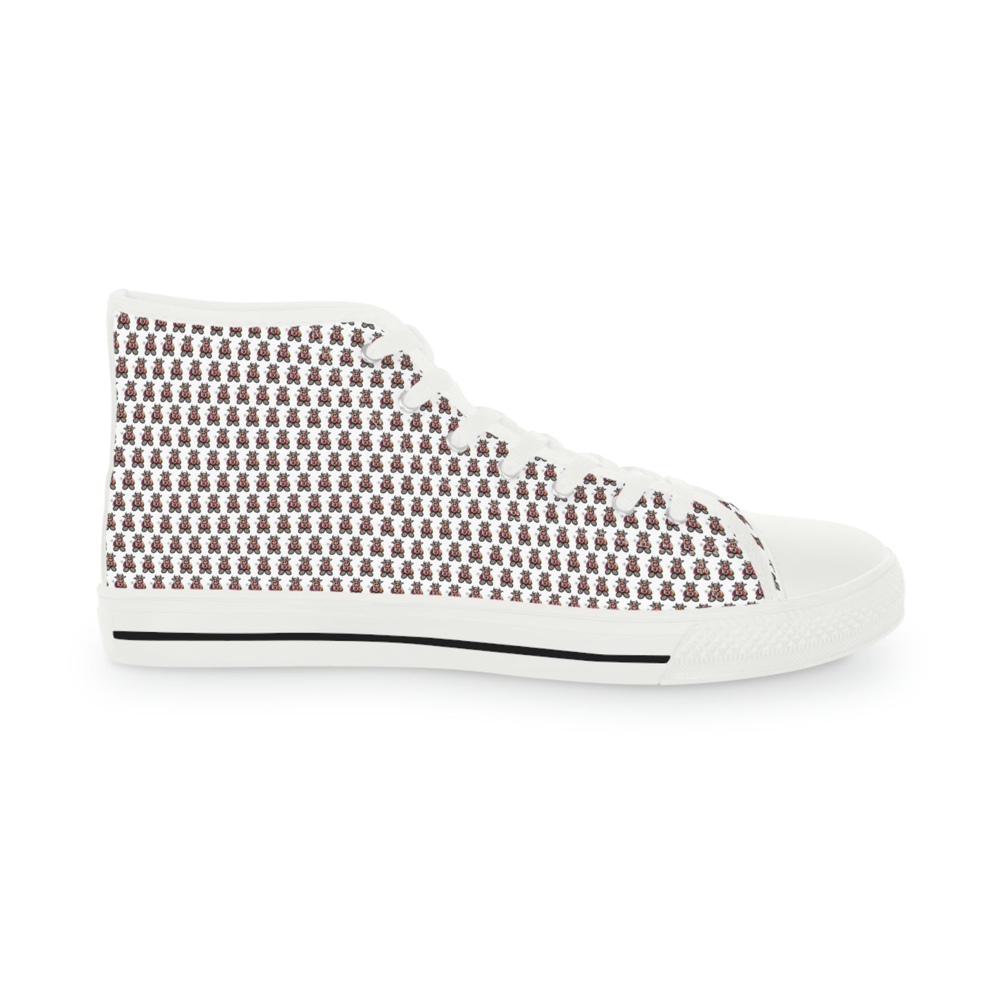 White Pattern Men's High Top Sneakers