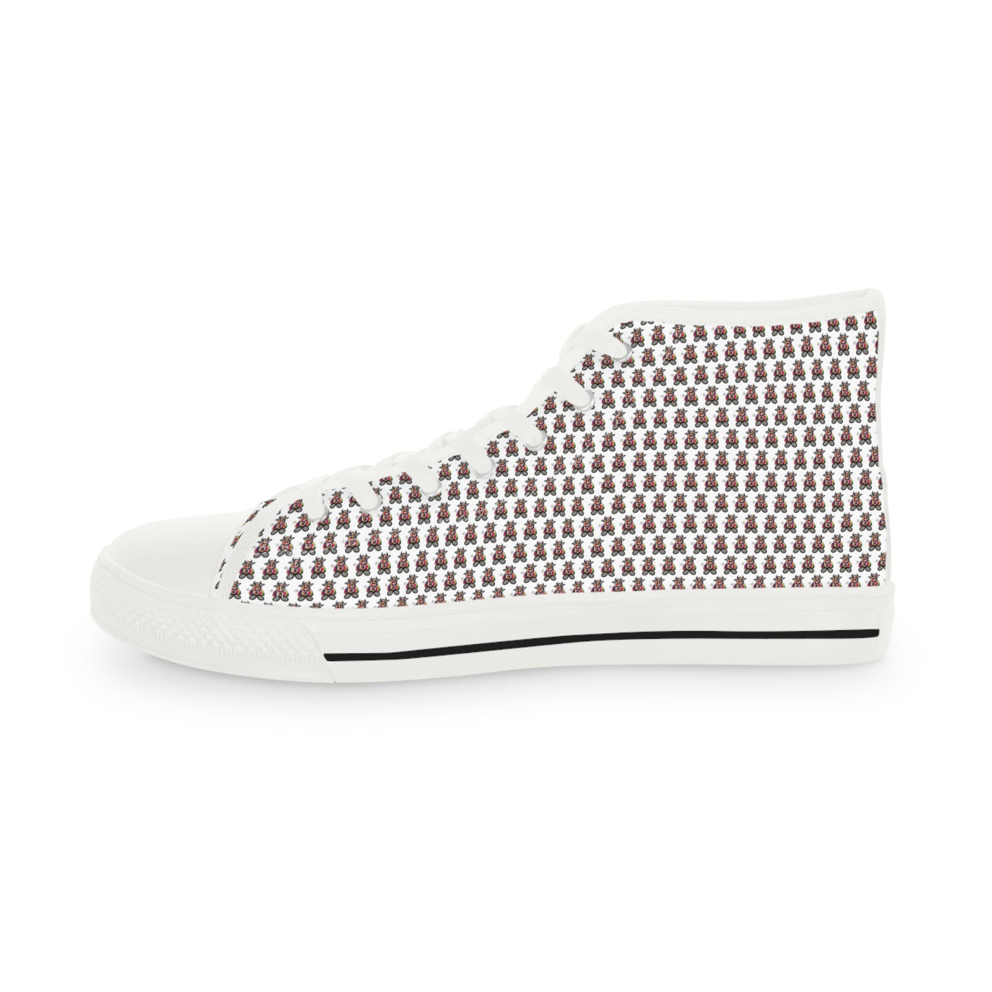 White Pattern Men's High Top Sneakers