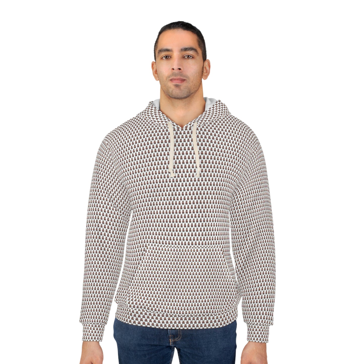White Pattern AOP Unisex Pullover Hoodie