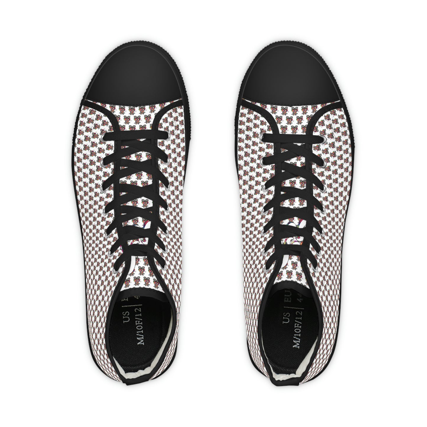 White Pattern Men's High Top Sneakers