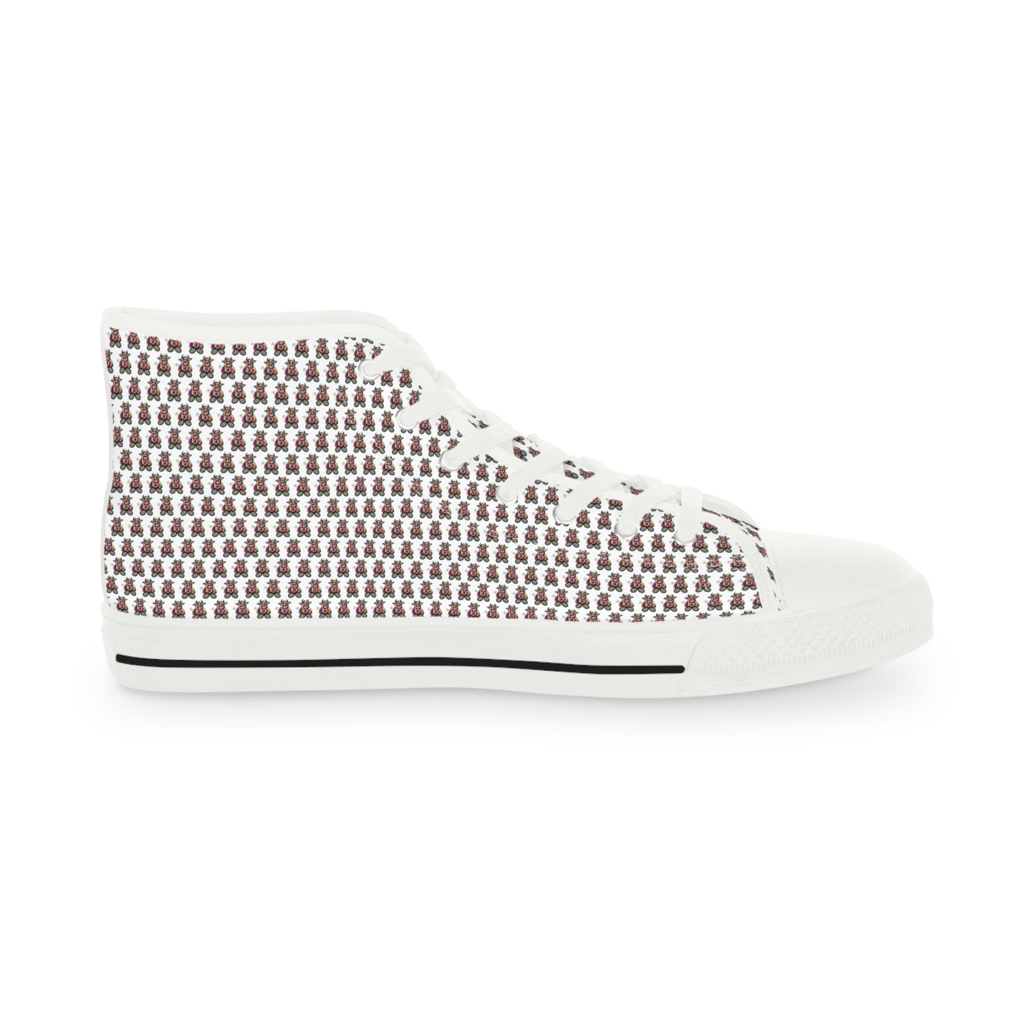 White Pattern Men's High Top Sneakers