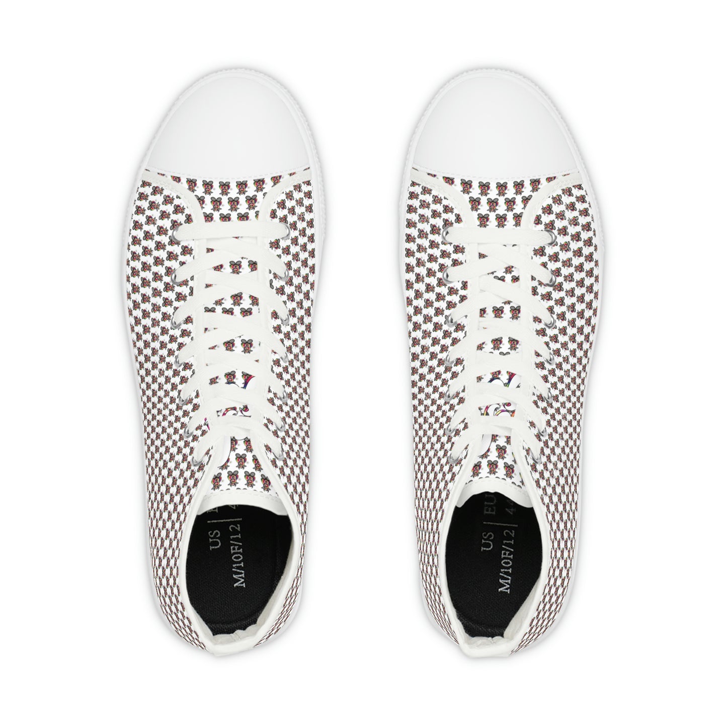 White Pattern Men's High Top Sneakers