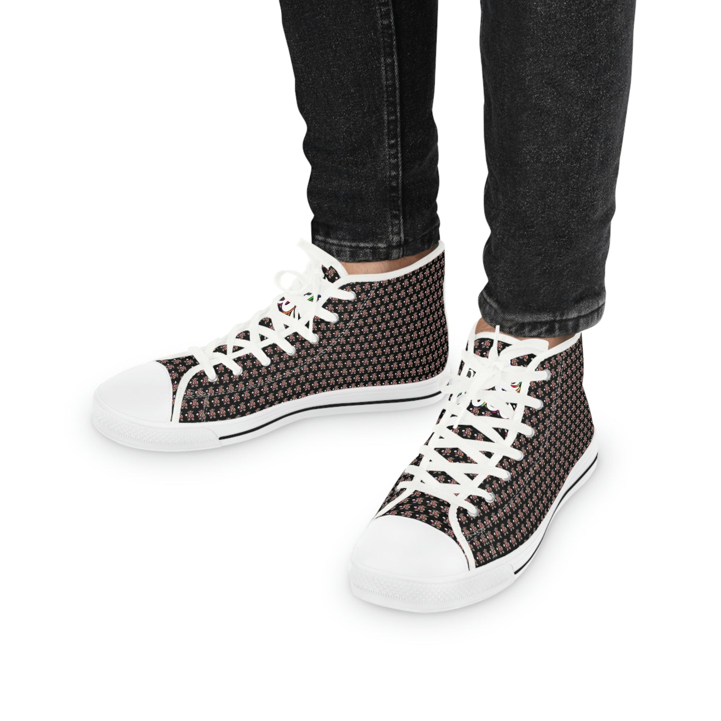 Black Pattern Men's High Top Sneakers