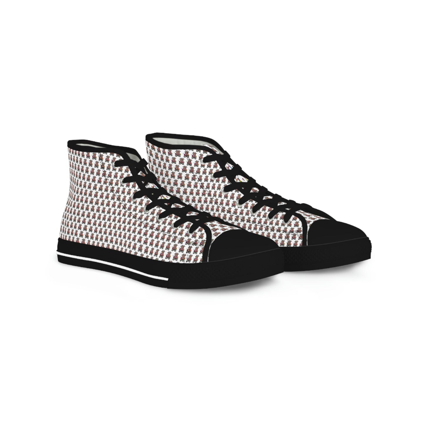 White Pattern Men's High Top Sneakers