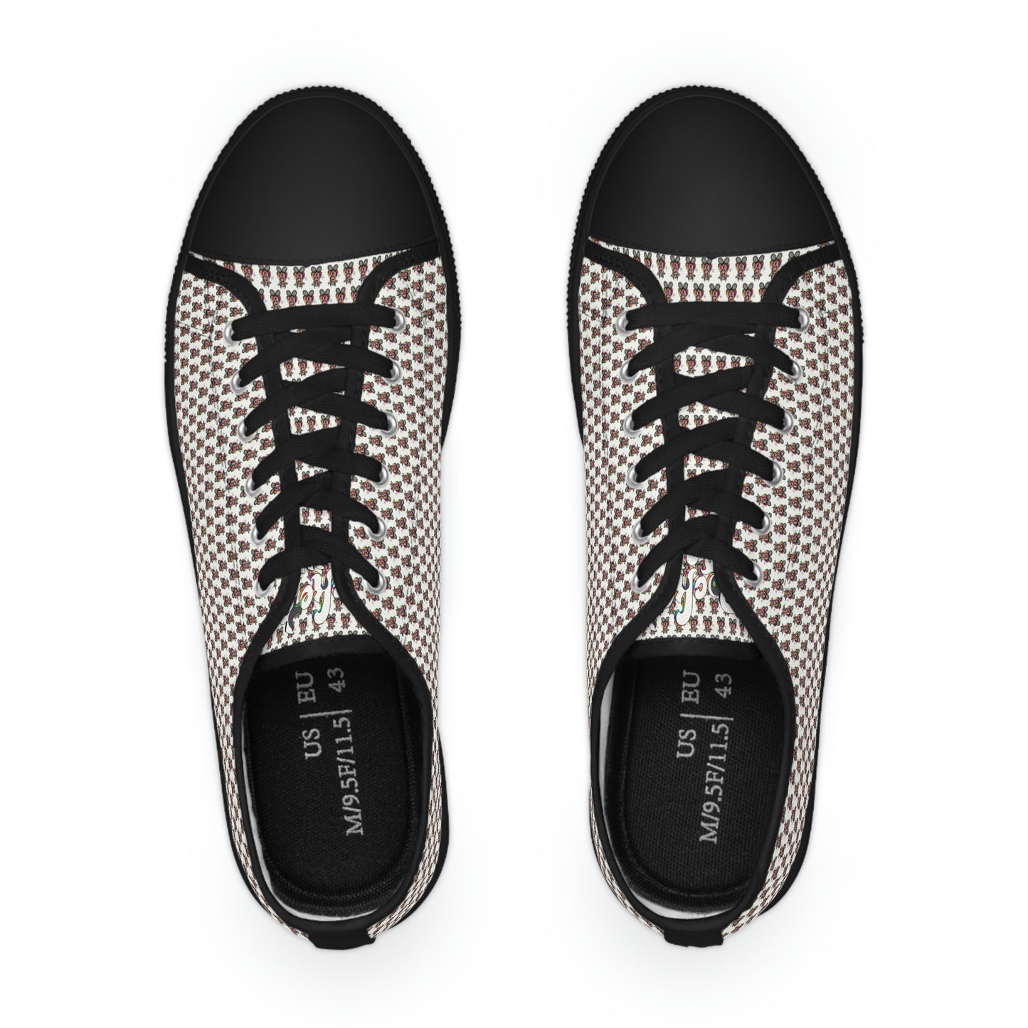 White Pattern Men's Low Top Sneakers