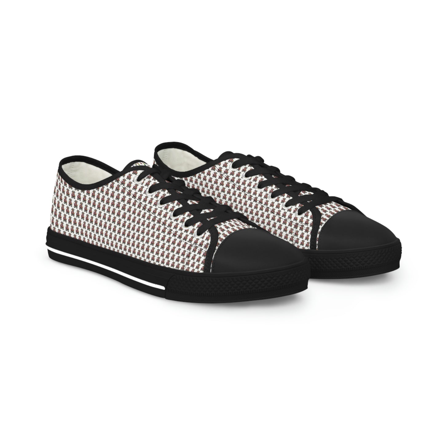 White Pattern Men's Low Top Sneakers