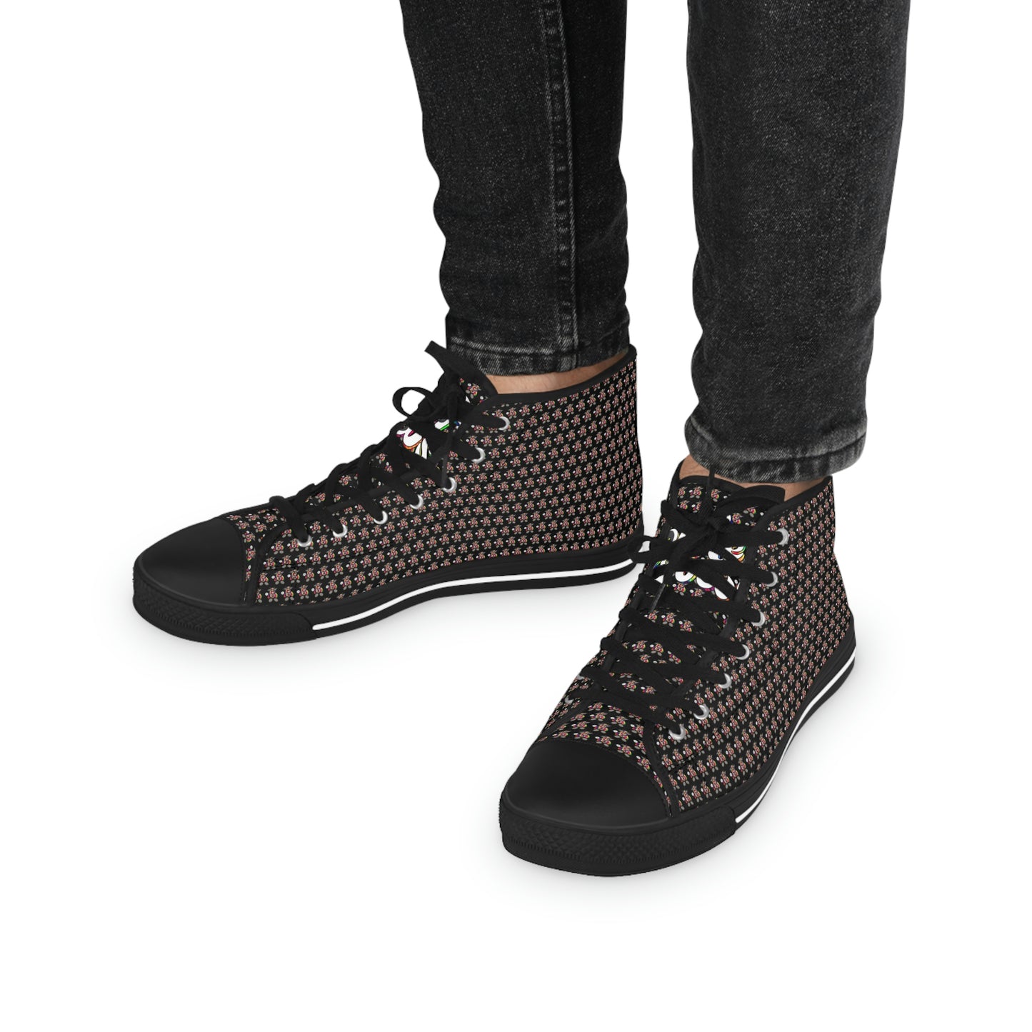 Black Pattern Men's High Top Sneakers