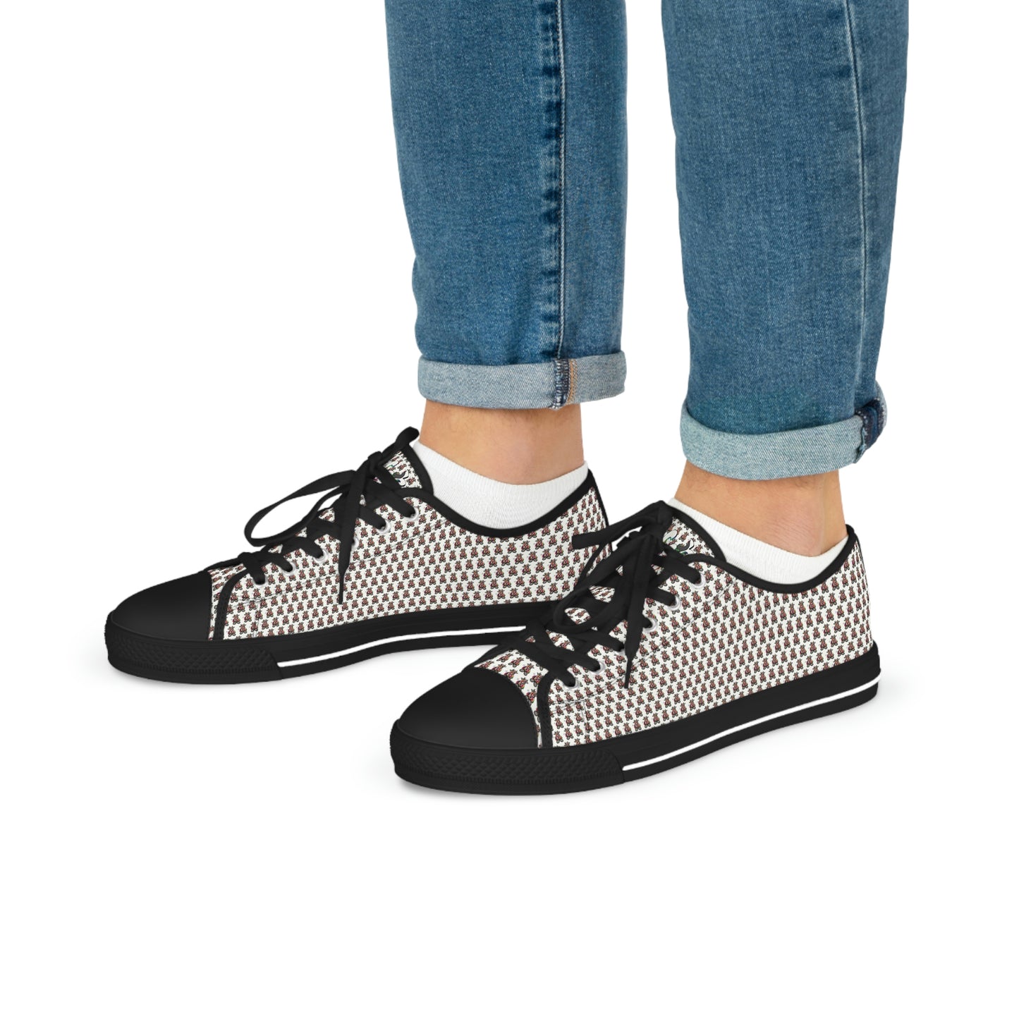 White Pattern Men's Low Top Sneakers