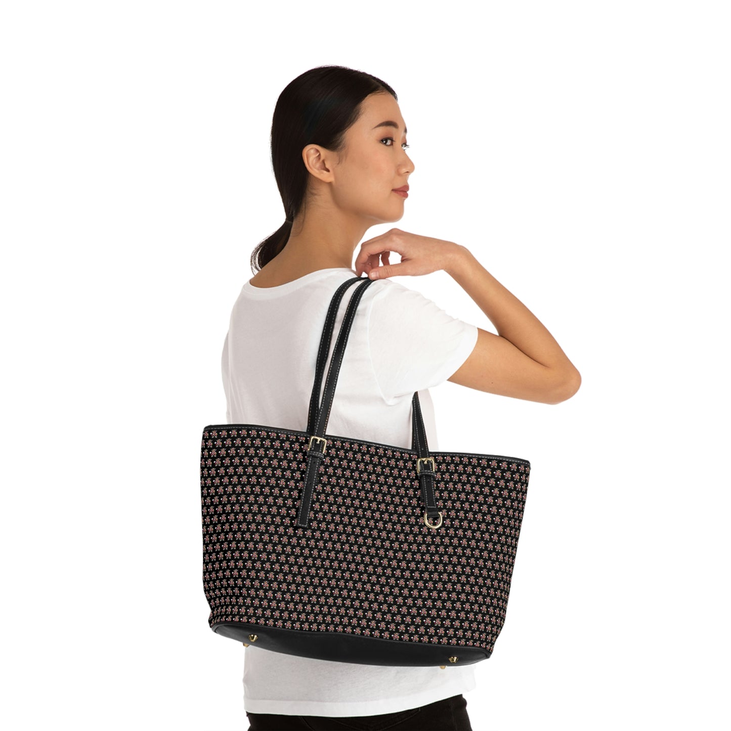 Black Pattern PU Leather Shoulder Bag
