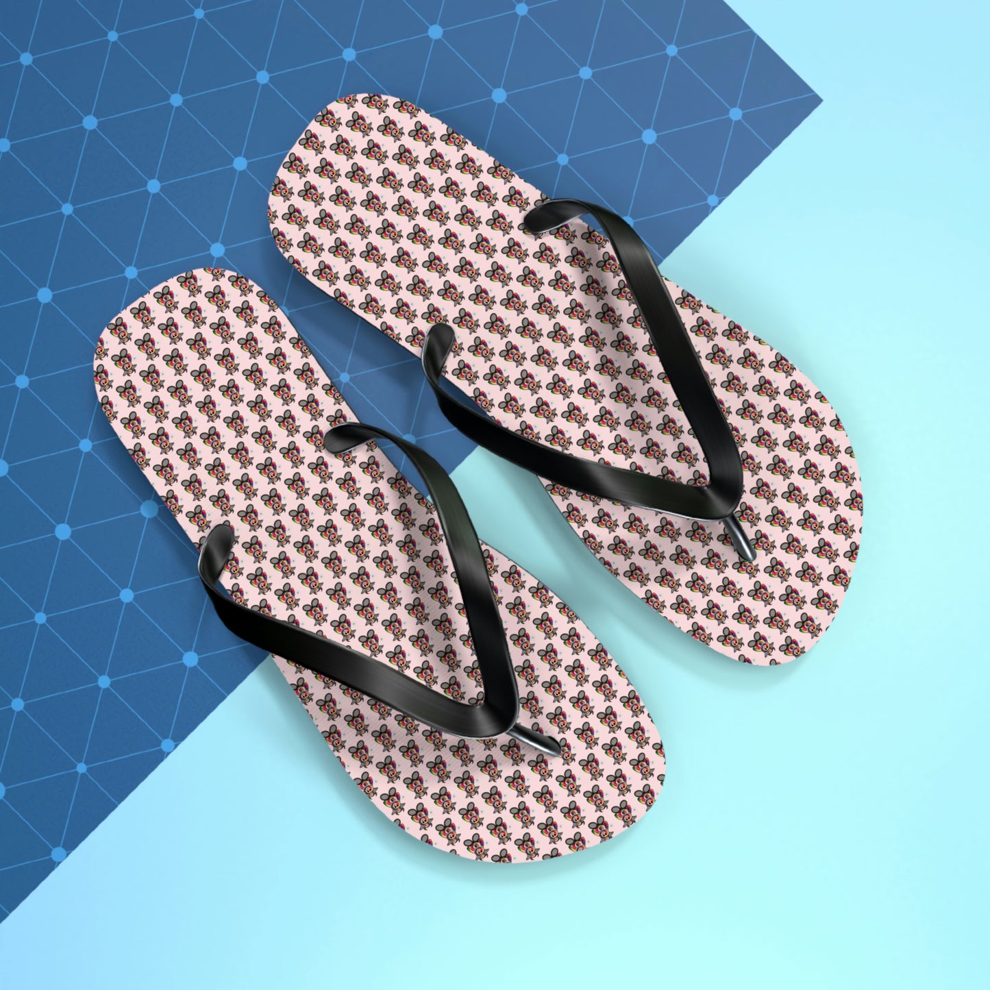 Pink Pattern Flip Flops