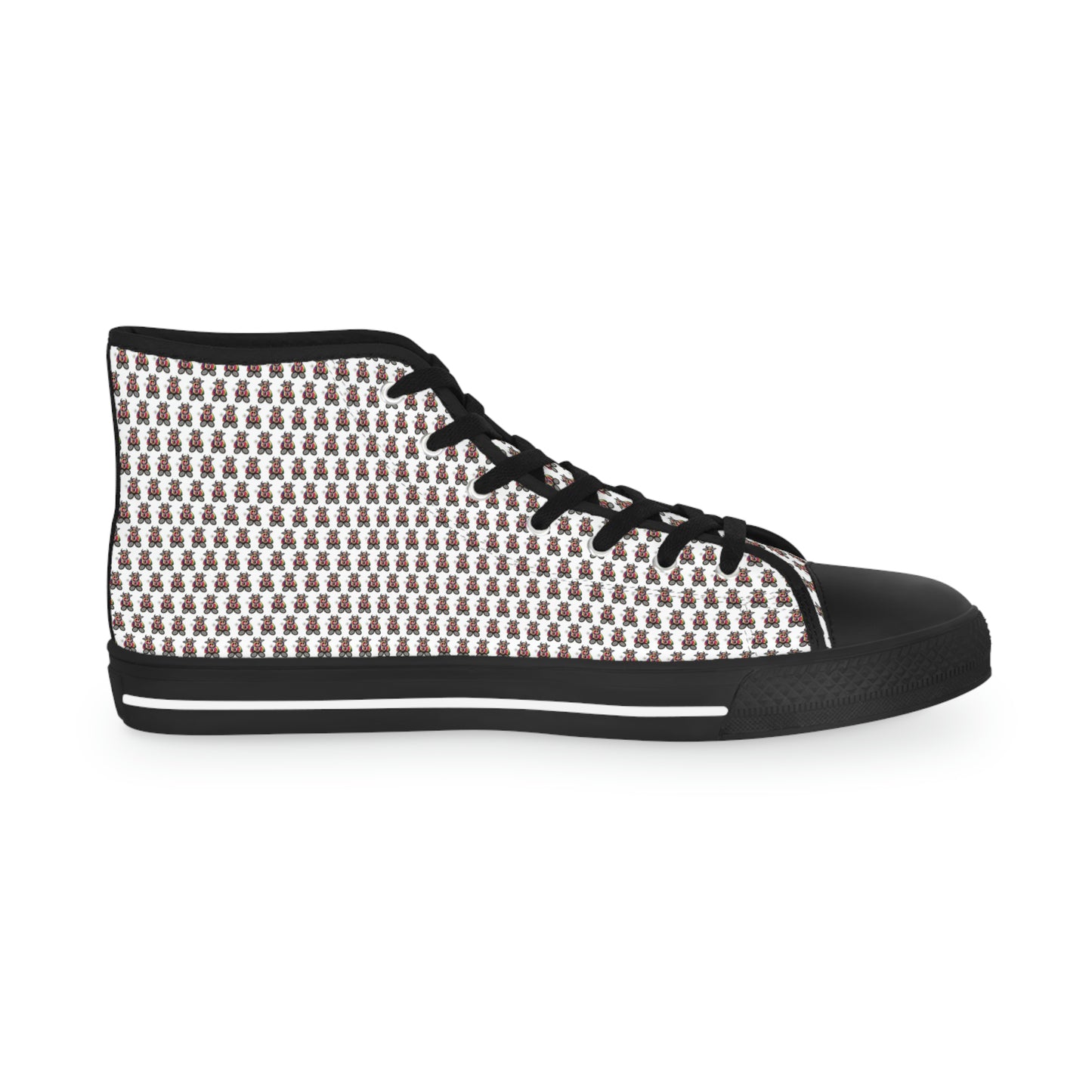 White Pattern Men's High Top Sneakers
