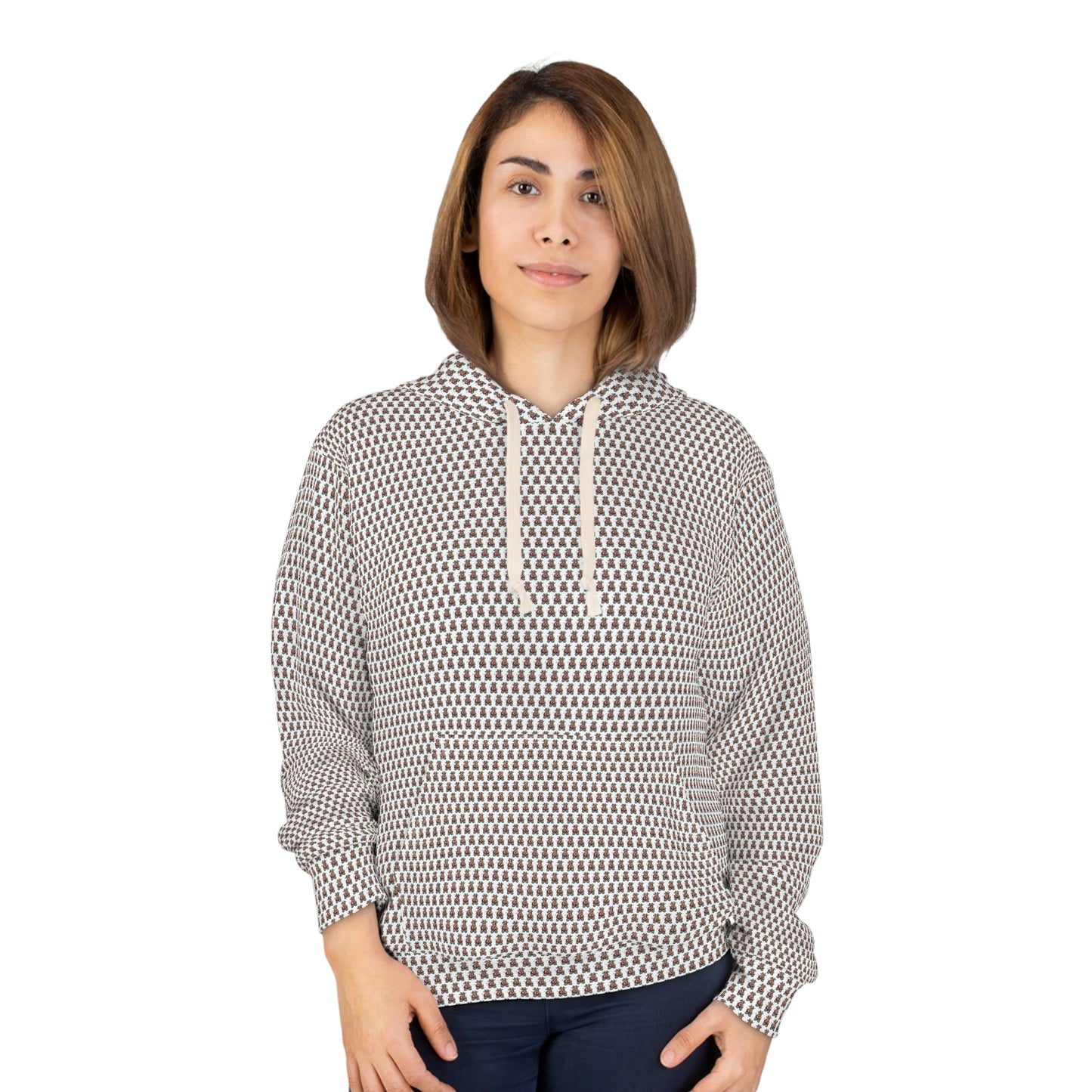 White Pattern AOP Unisex Pullover Hoodie
