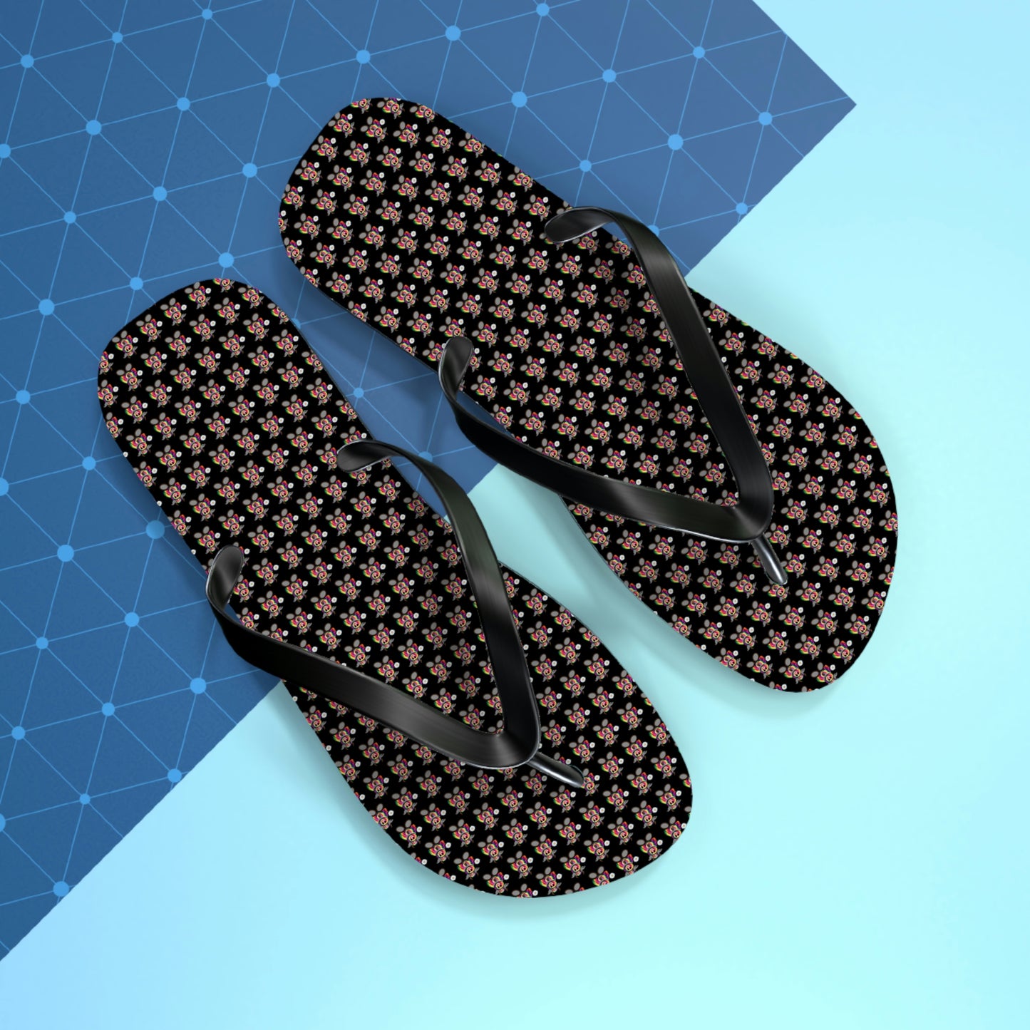 Black Pattern Flip Flops
