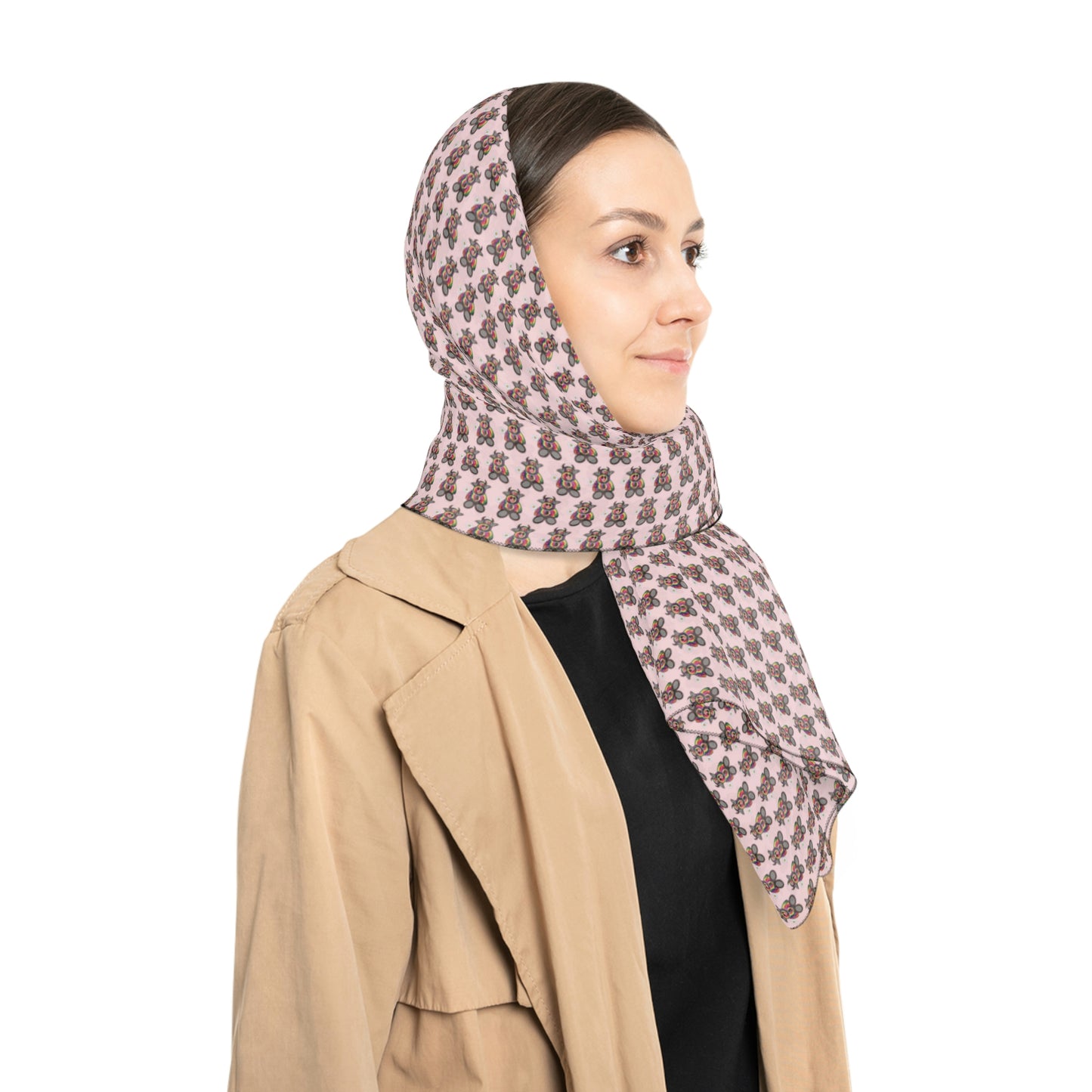 Pink Pattern Poly Scarf