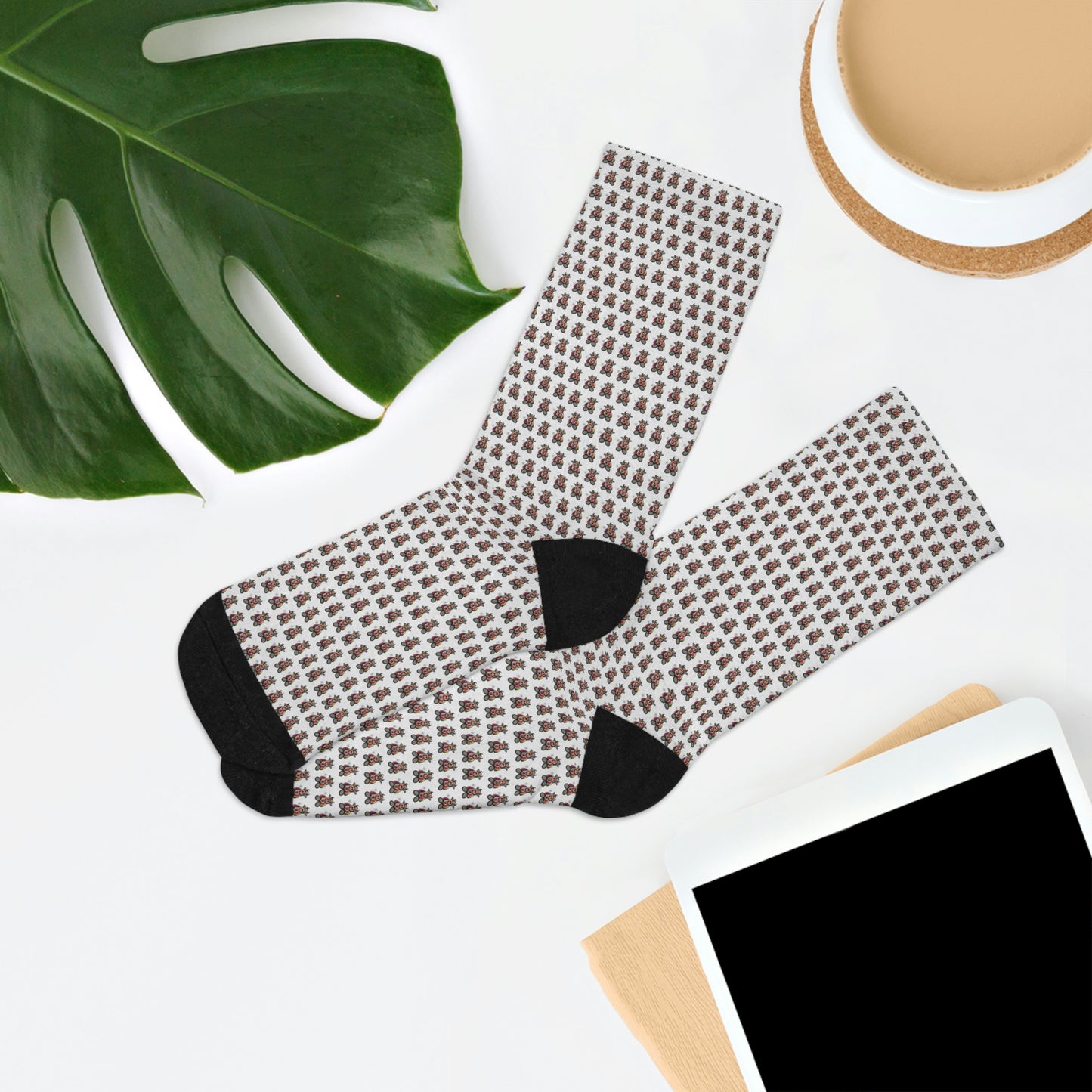 White Pattern DTG Socks