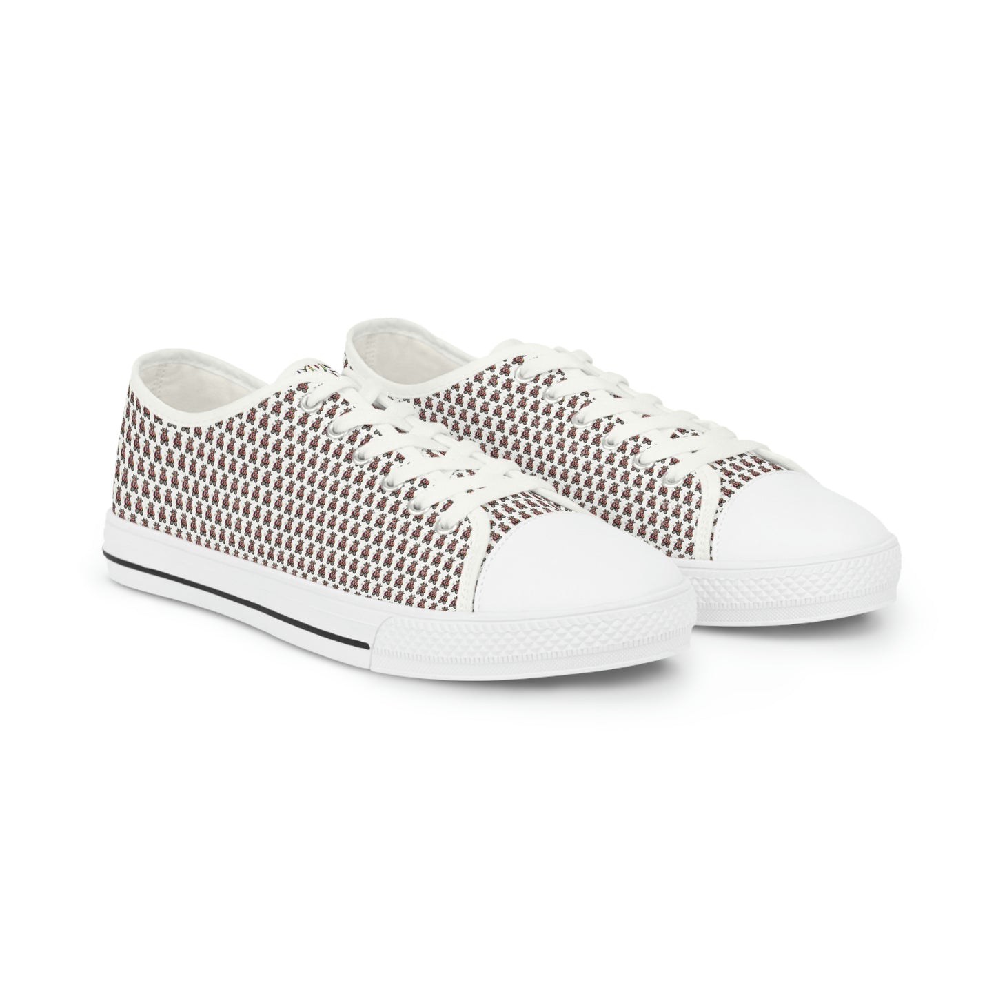 White Pattern Men's Low Top Sneakers