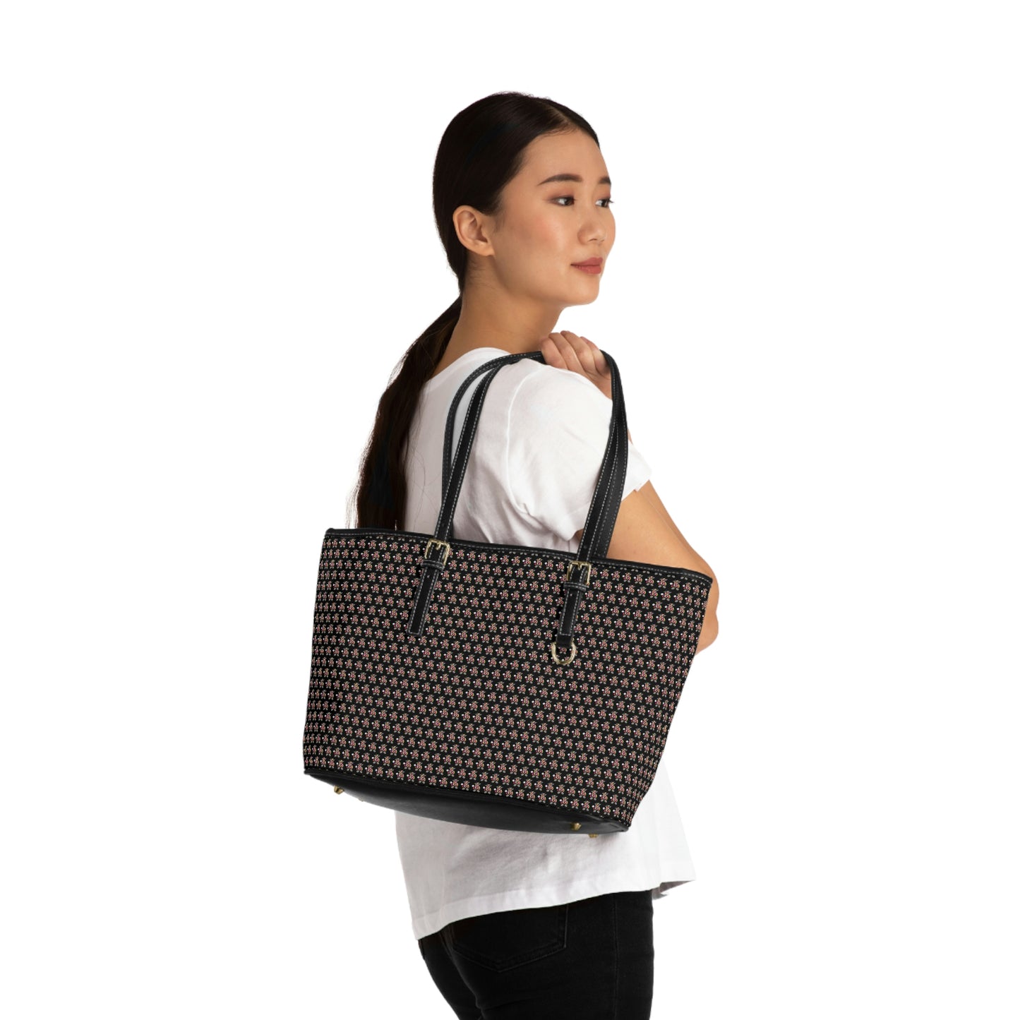 Black Pattern PU Leather Shoulder Bag