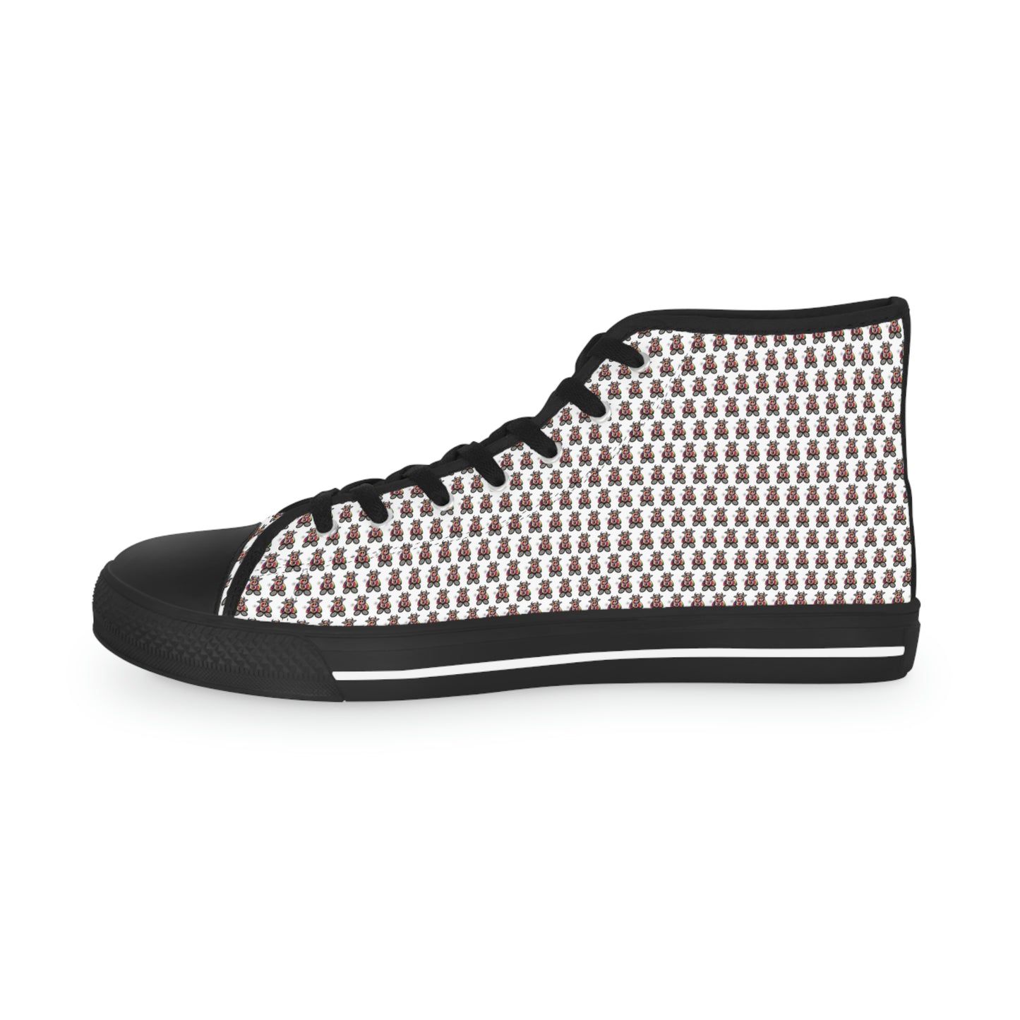 White Pattern Men's High Top Sneakers