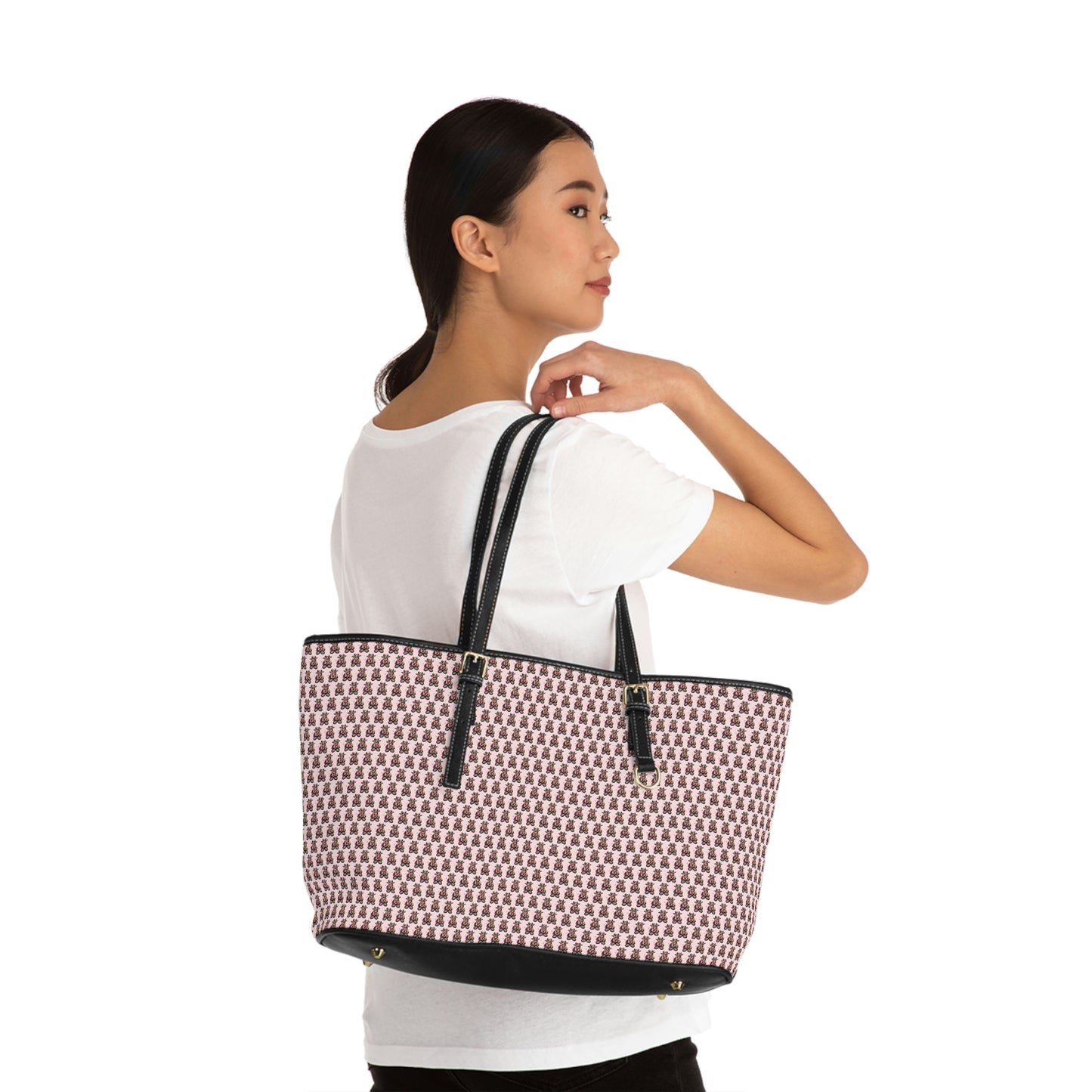 Pink Pattern PU Leather Shoulder Bag