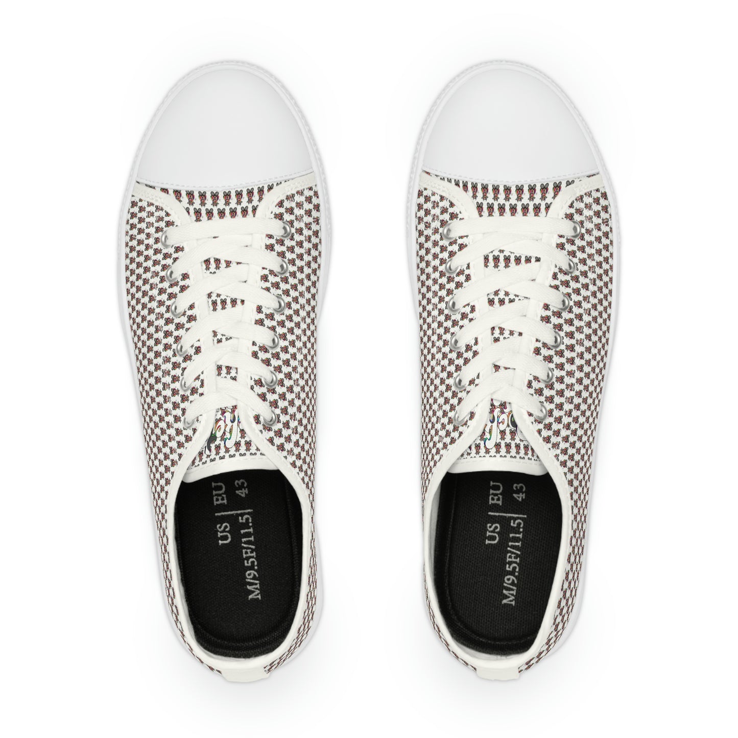 White Pattern Men's Low Top Sneakers