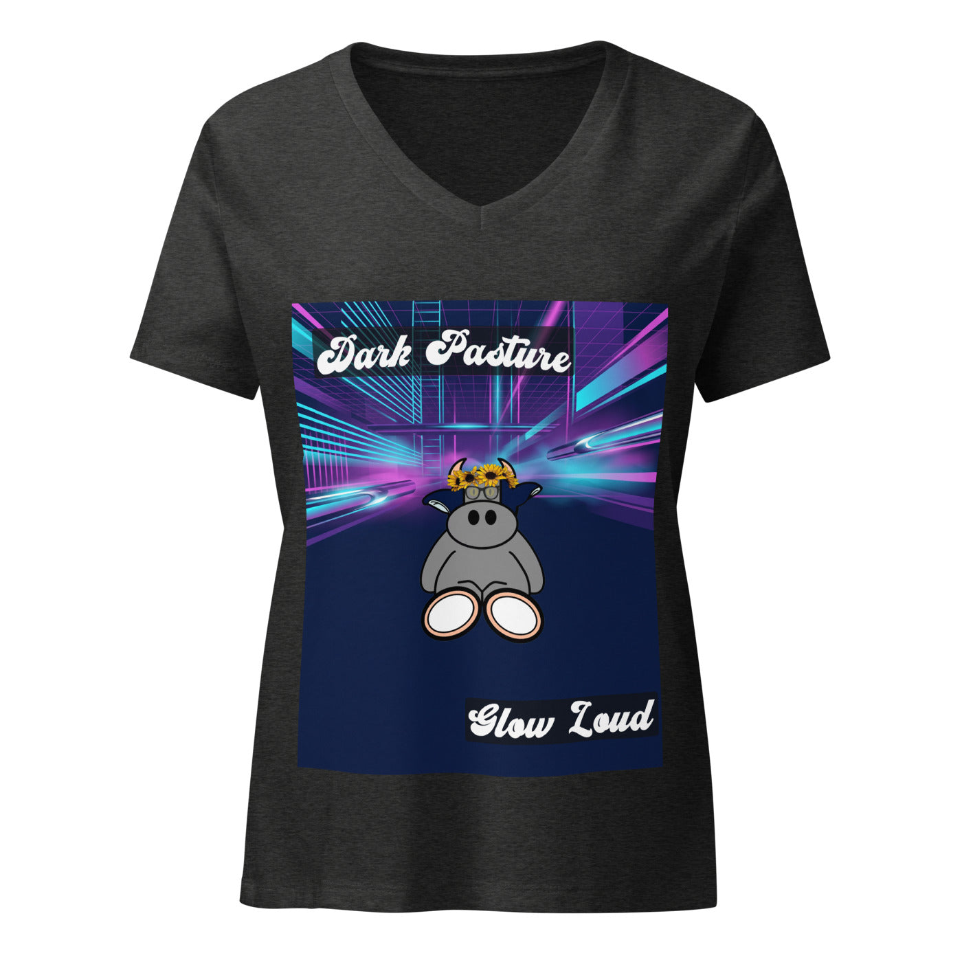 Pocket Cows Women's Relaxed V-Neck T-Shirt — Design 255