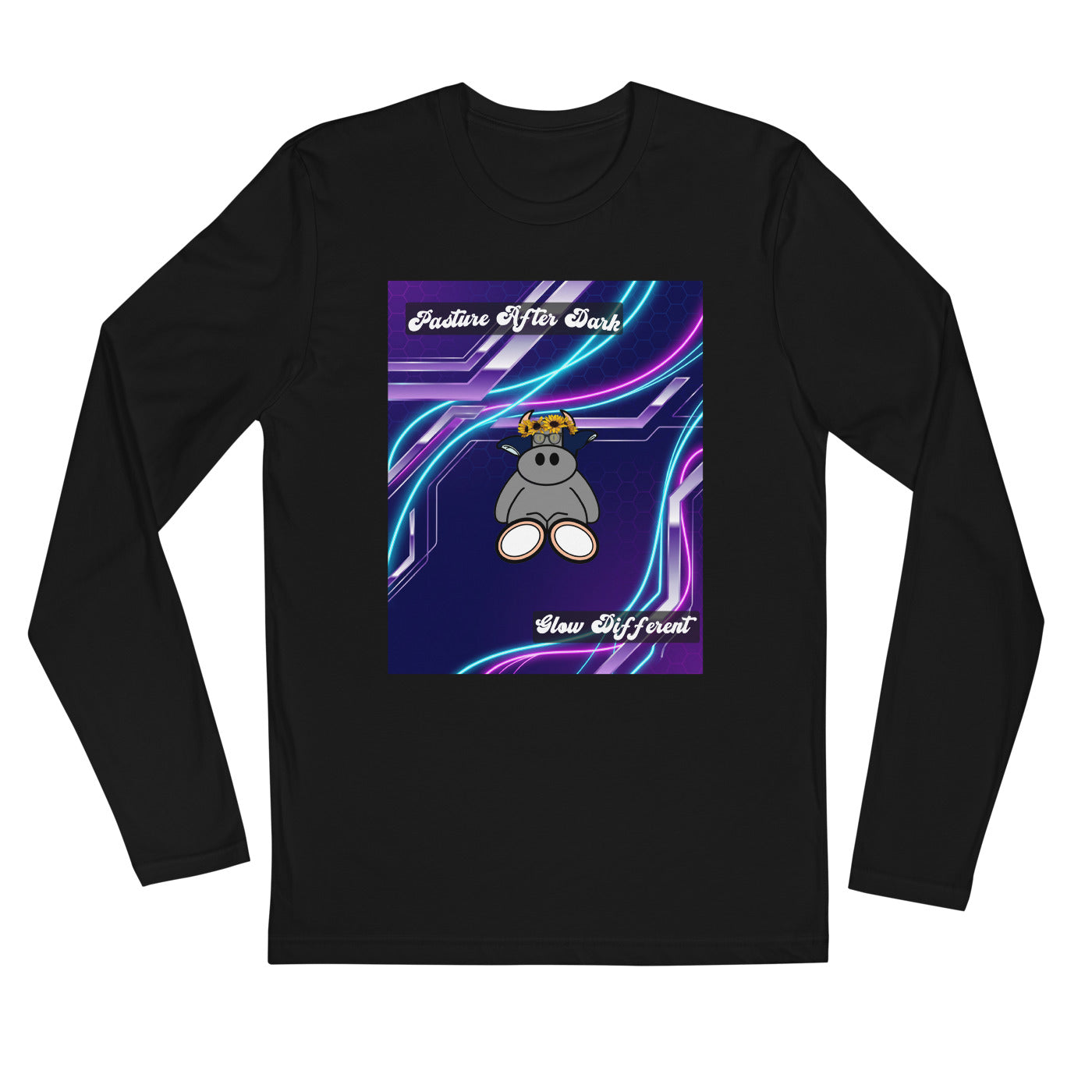 Pocket Cows Men's Fitted Long Sleeve Shirt — Design 251